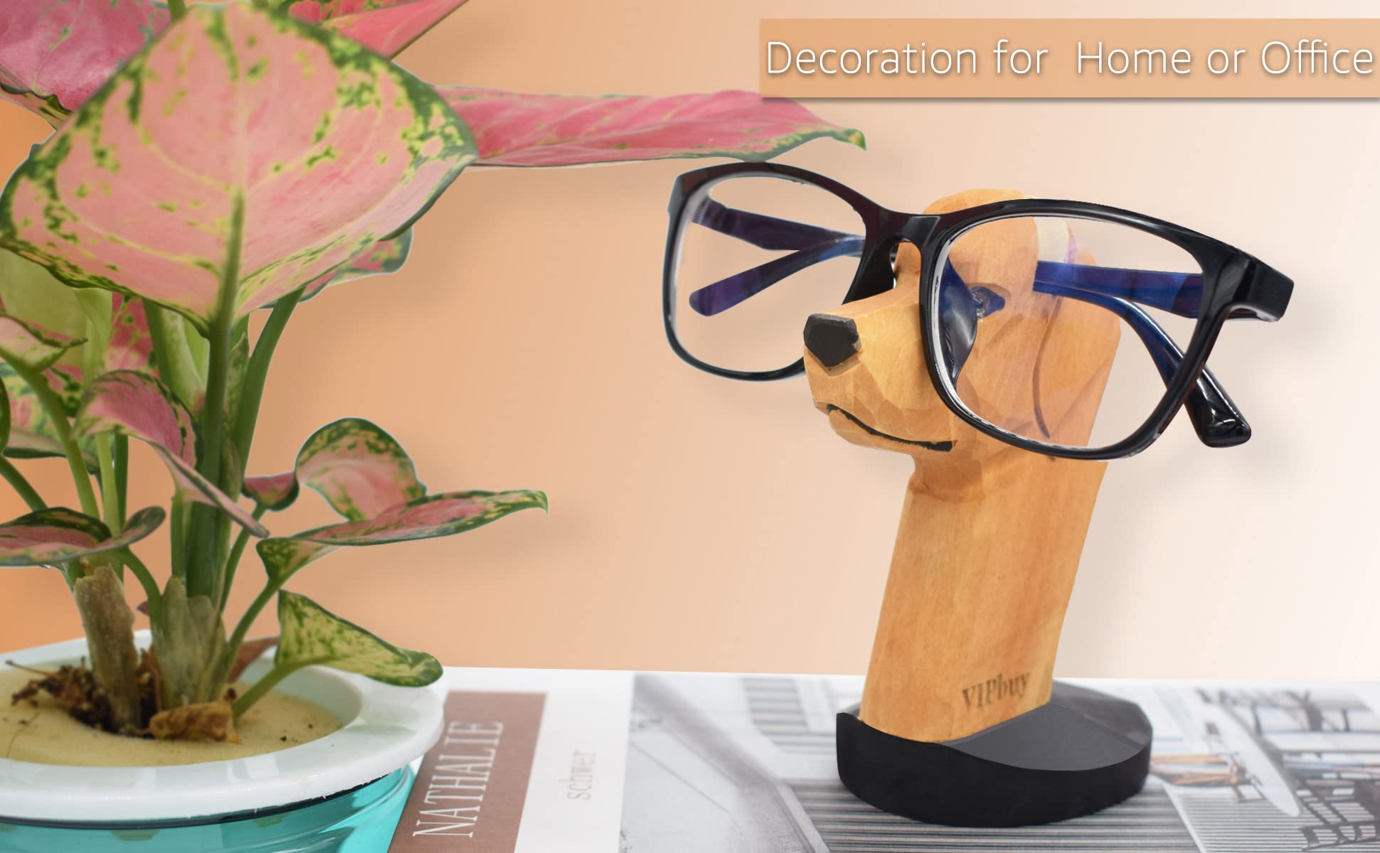 VIPbuy Handmade Labrador Retriever Shape Wood Carving Glasses Spectacle Holder Stand Sunglasses Display Rack Home Office Desk D