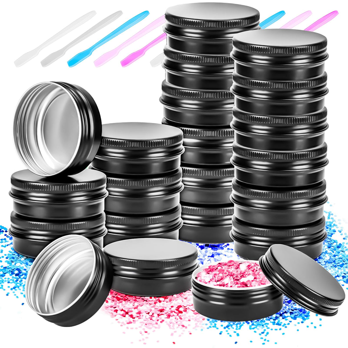 Motbach 16 Pack 0.5Oz Tin Jars, 30Ml Metal Tin Cans, 1/2 Ounce Aluminum Tin Can Jar Containers With Lid For Lotion Bars, Balms,