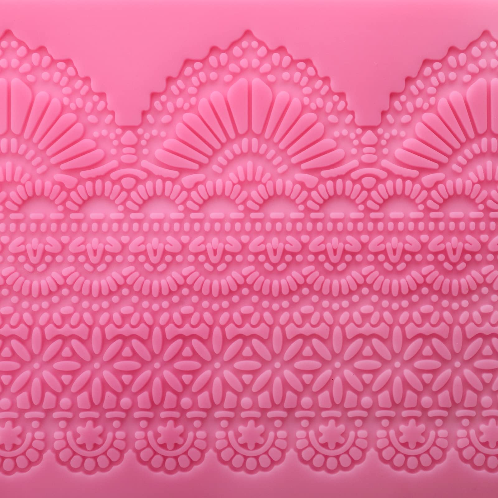 Hedume Set Of 4 Sugar Edible Cake Silicone Fondant Impression Lace Mat, 15.5'' Large Silicone Lace Mold, Fondant Lace Molds, Flo