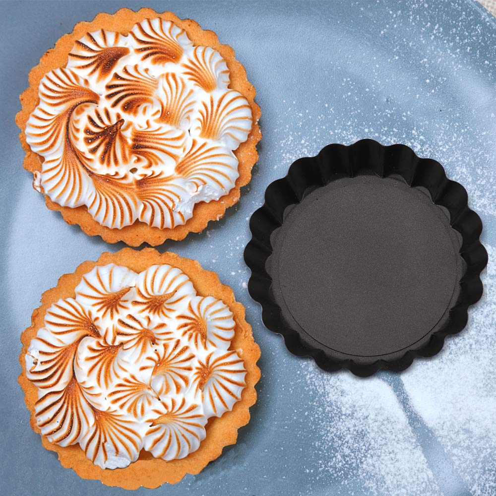 Cyimi Mini Tart Pan Set Of 6, Non-Stick 4 Inch Quiche Pan, Removable Bottom Tart Pan For Pies, Quiche Bakeware, Cheese Cakes, De