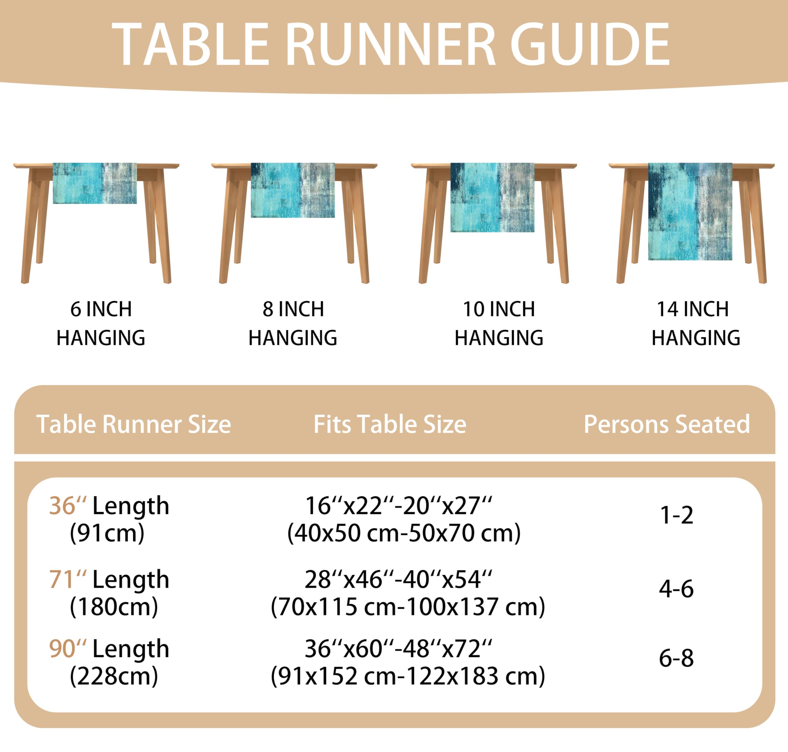 Teal Grey Table Runners Modern Art Farmhouse Linen Table Runners Dresser Scarves Retro Rustic Style for Party Kitchen Dining Tab
