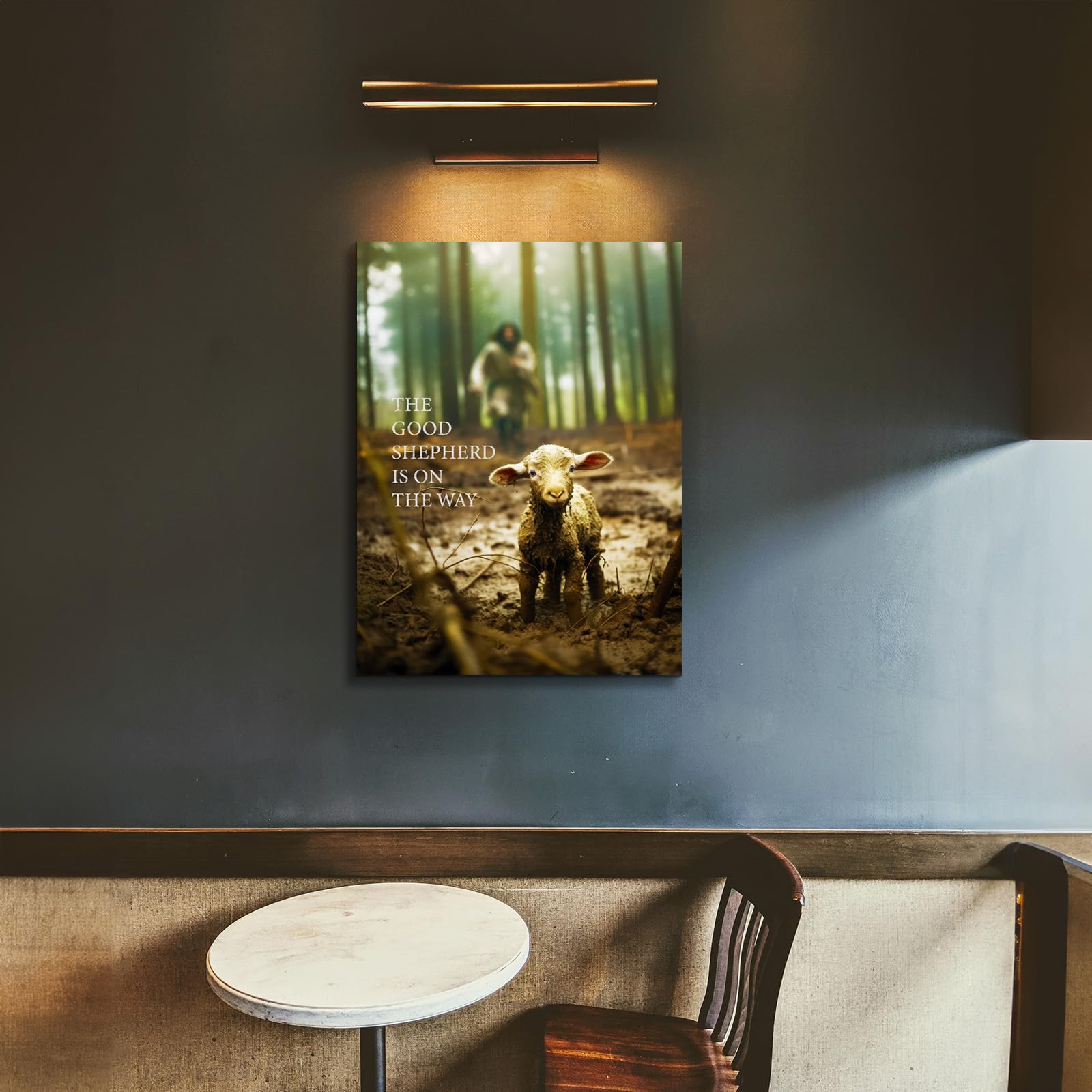 Yonica Jesus And Lamb Canvas Wall Art Jesus Running After Lost Lamb Picture Wall Art Canvas Print Christian Home Decor 32''X48''