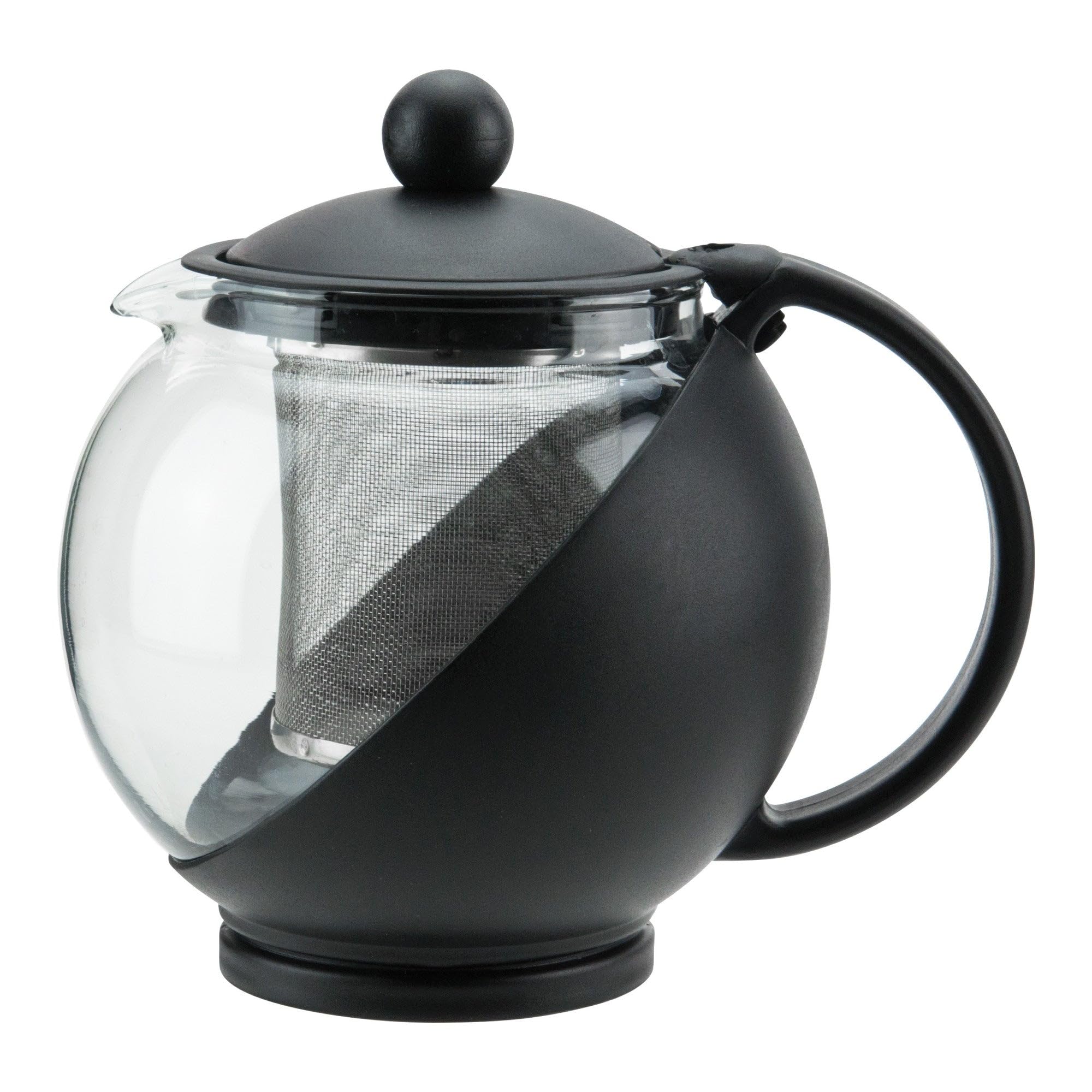 Winco Gtp-25, 25 Oz 6 X 4-3/4 X 5-1/2-Inches Glass And Plastic Tea Pot, Teapot With Infuser, Carafe