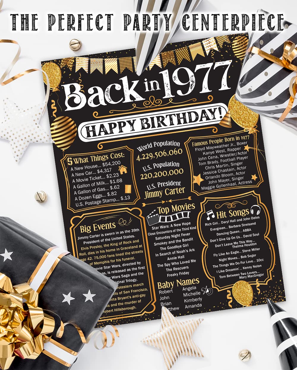 48th Birthday Party Decorations for 48th Birthday (Forty-eight) - Remembering The Year 1977 - Party Supplies - Gifts for Men and