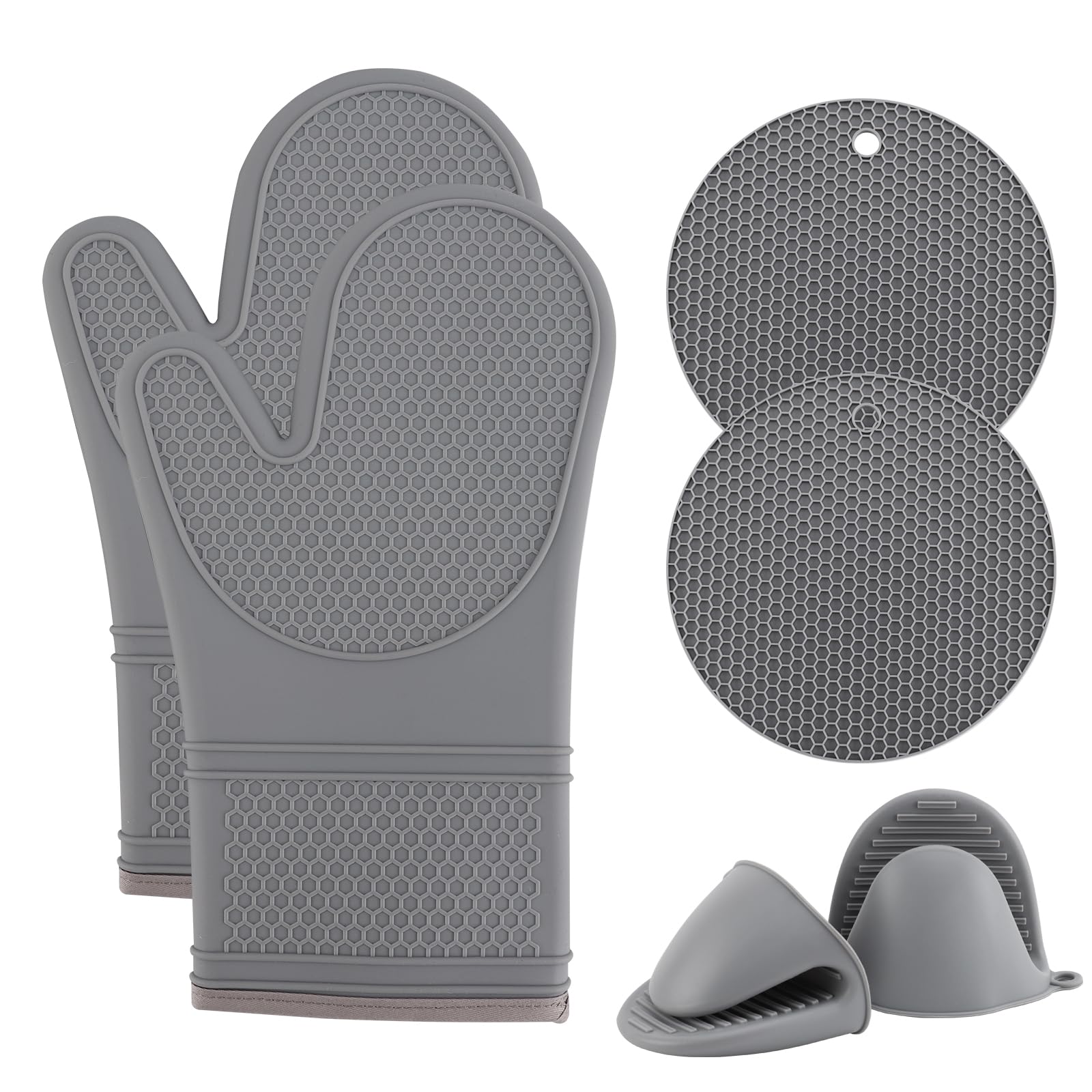 Cook With Color Silicone Oven Mitts- Heat Resistant Gloves With Soft Quilted Lining Oven Mitt Pot Holders For Cooking And Bbq, G