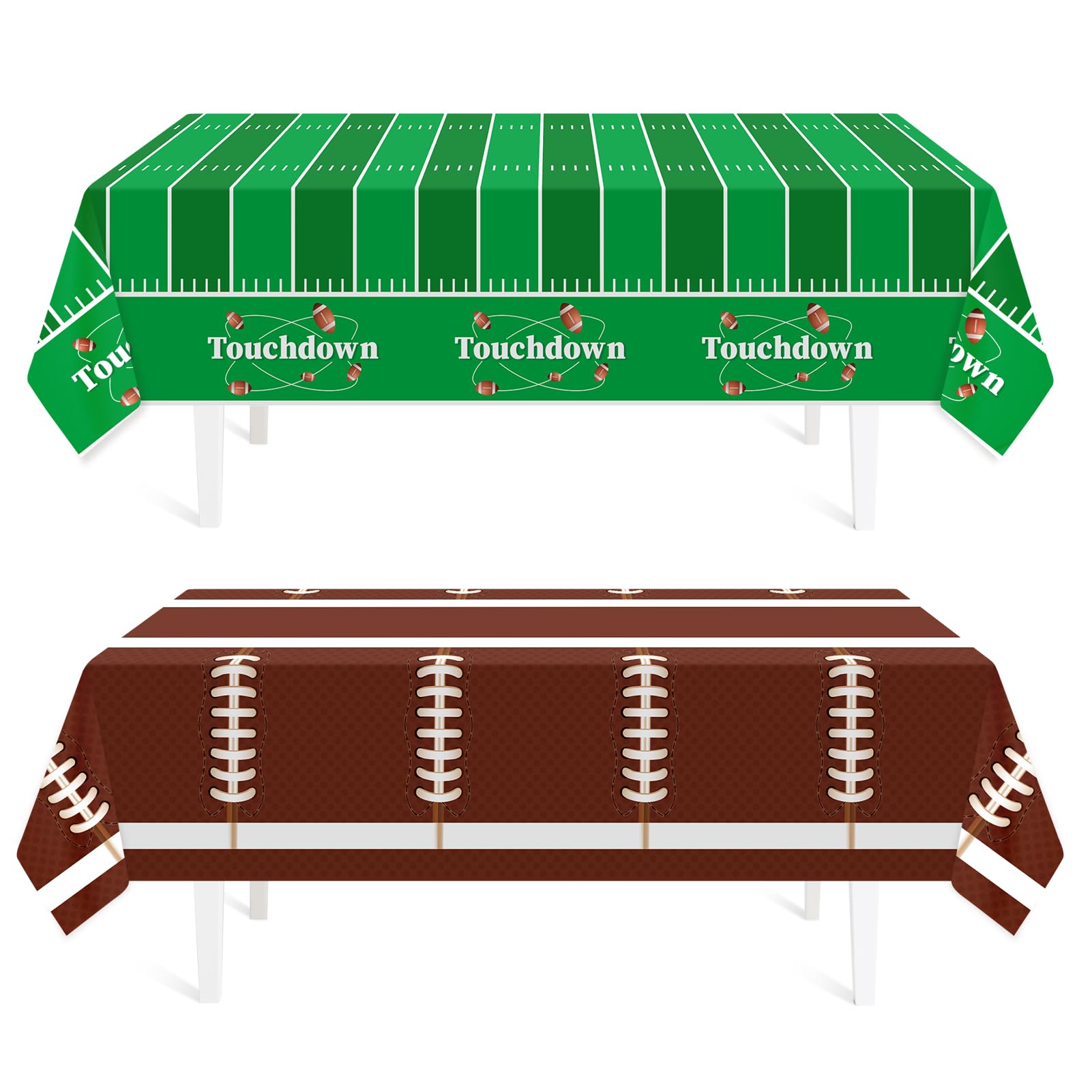 Football Party Decorations,2 Pack Football Tablecloth Disposable Plastic Tablecloth 54 X 108,Football Birthday Party Decor,F
