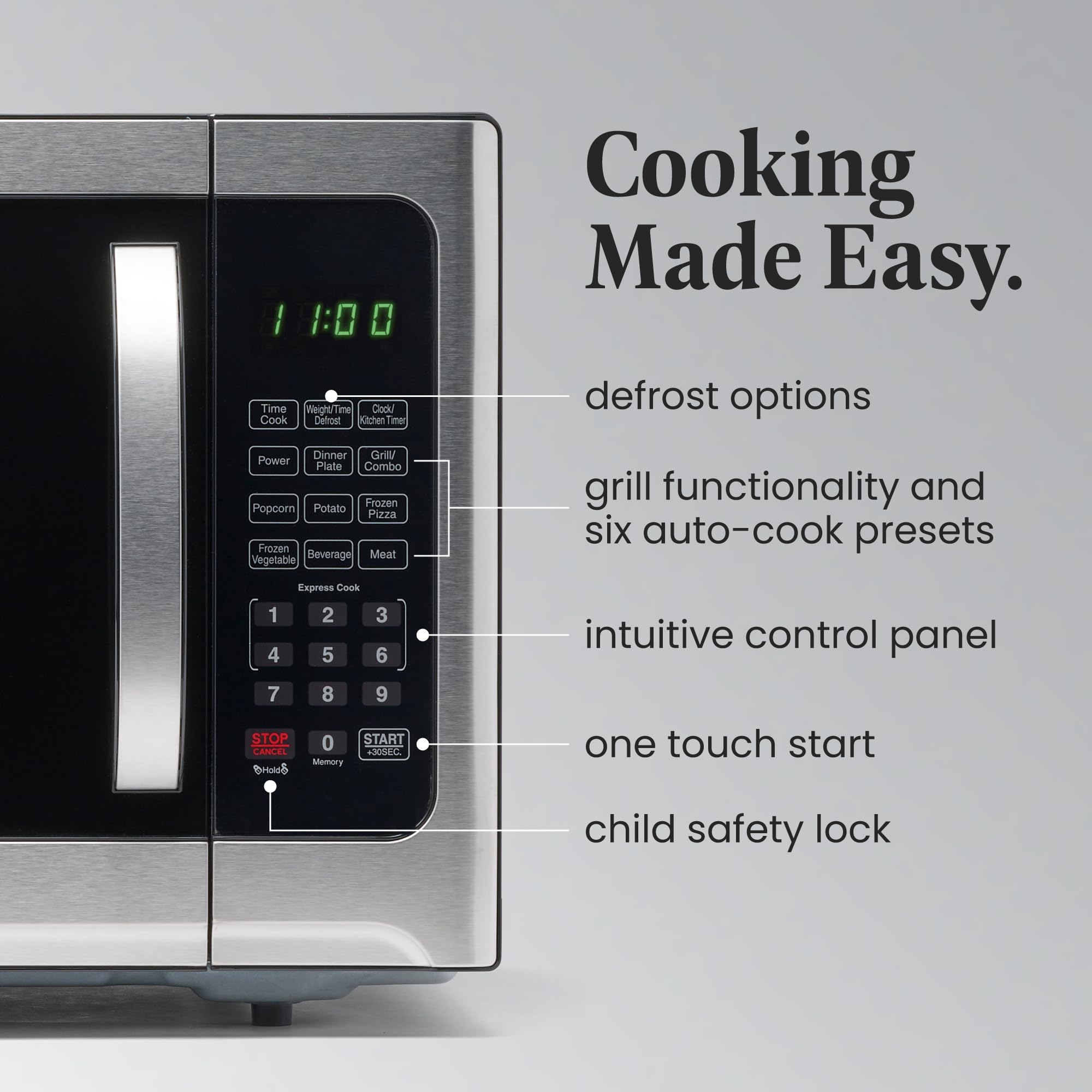 Farberware Countertop Microwave Oven 1.2 Cu. Ft. 1000 Watt With Led Lighting, Child Lock, Easy Clean Grey Interior, Stainless St