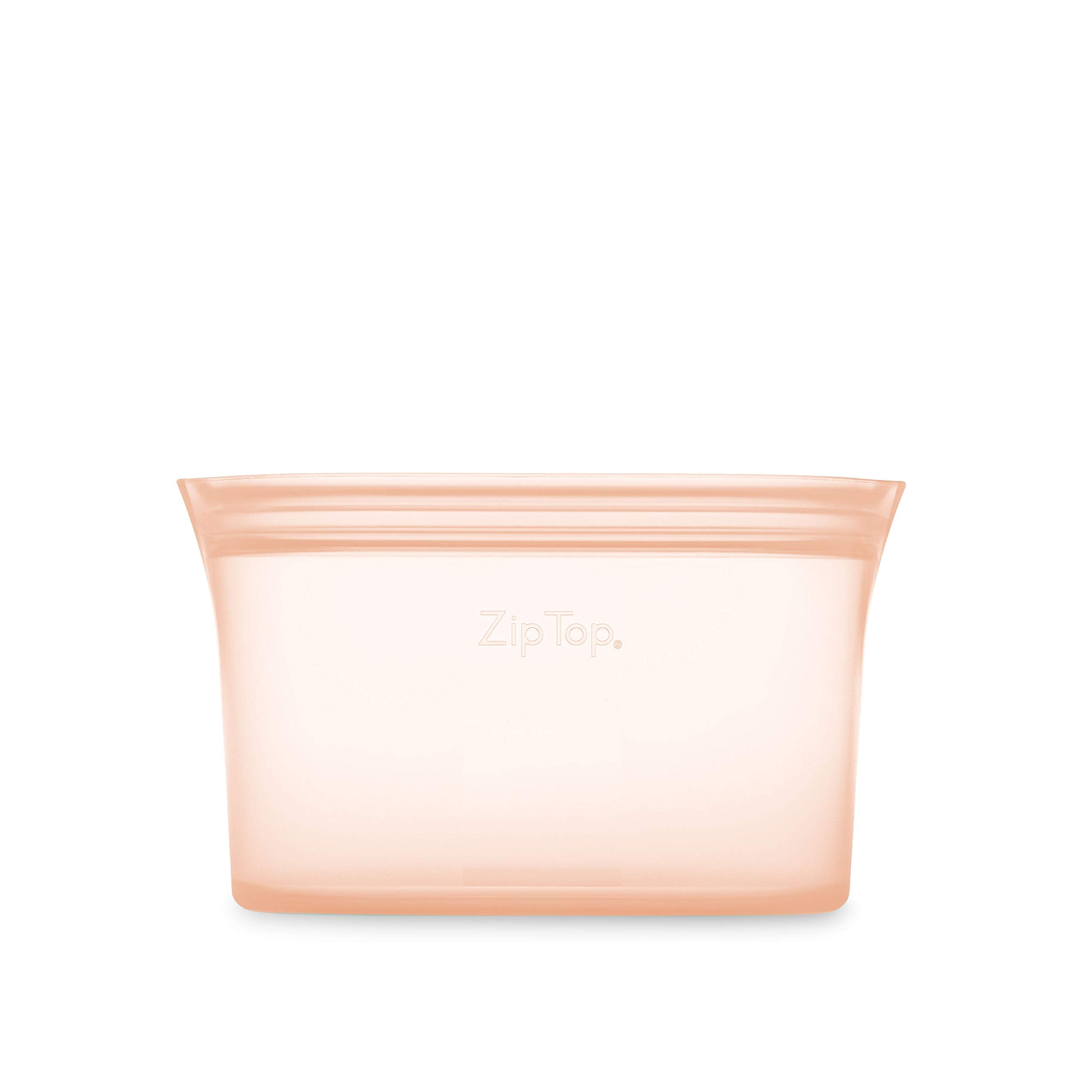 Zip Top Reusable Food Storage Bags | Small Dish [Peach] | Silicone Meal Prep Container | Microwave, Dishwasher And Freezer Safe
