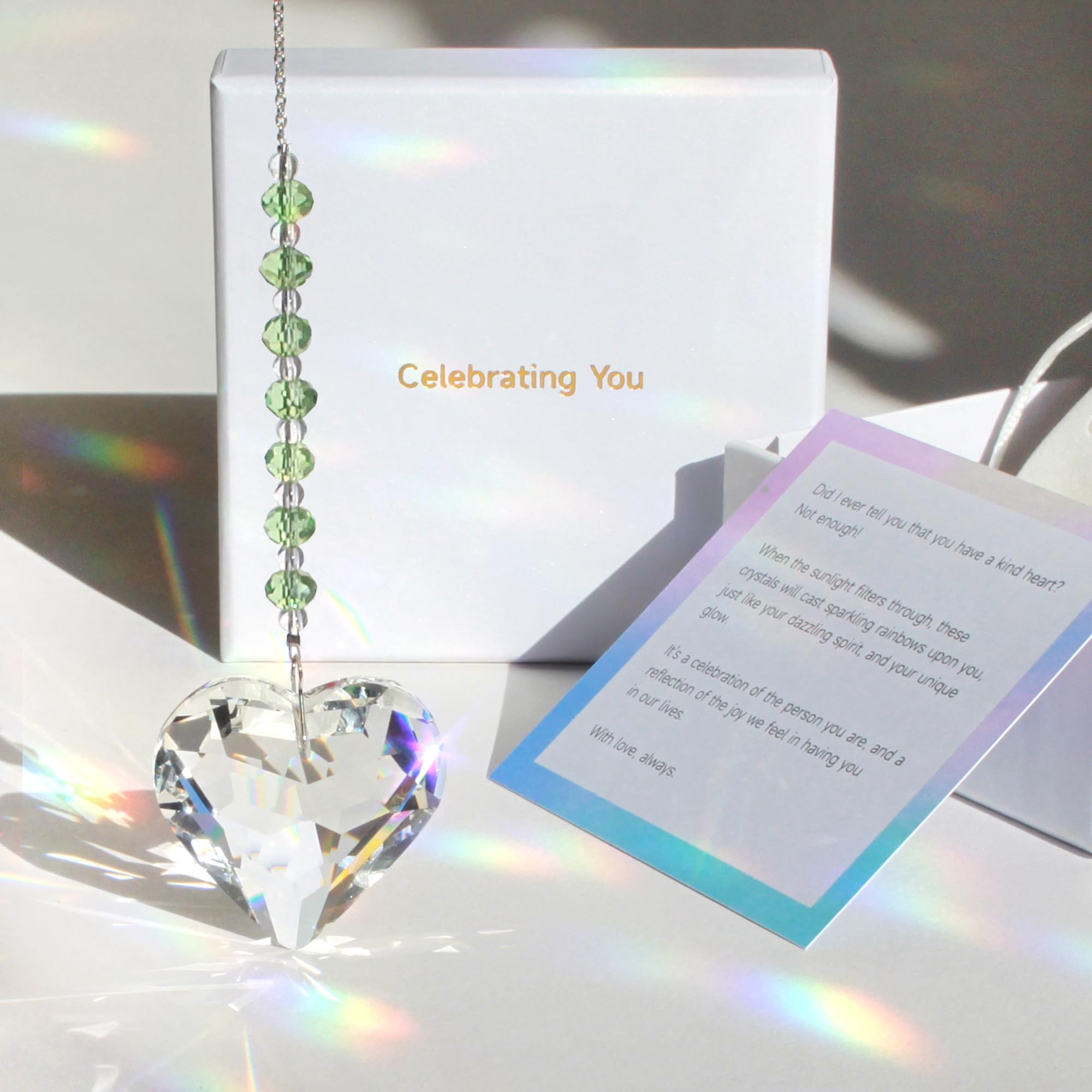 WOOWA Celebrating You Friendship Gifts, BFF, Bestie Gifts. Best Friend Birthday Gifts. Unique 45 mm Crystal Heart Rainbow Maker 