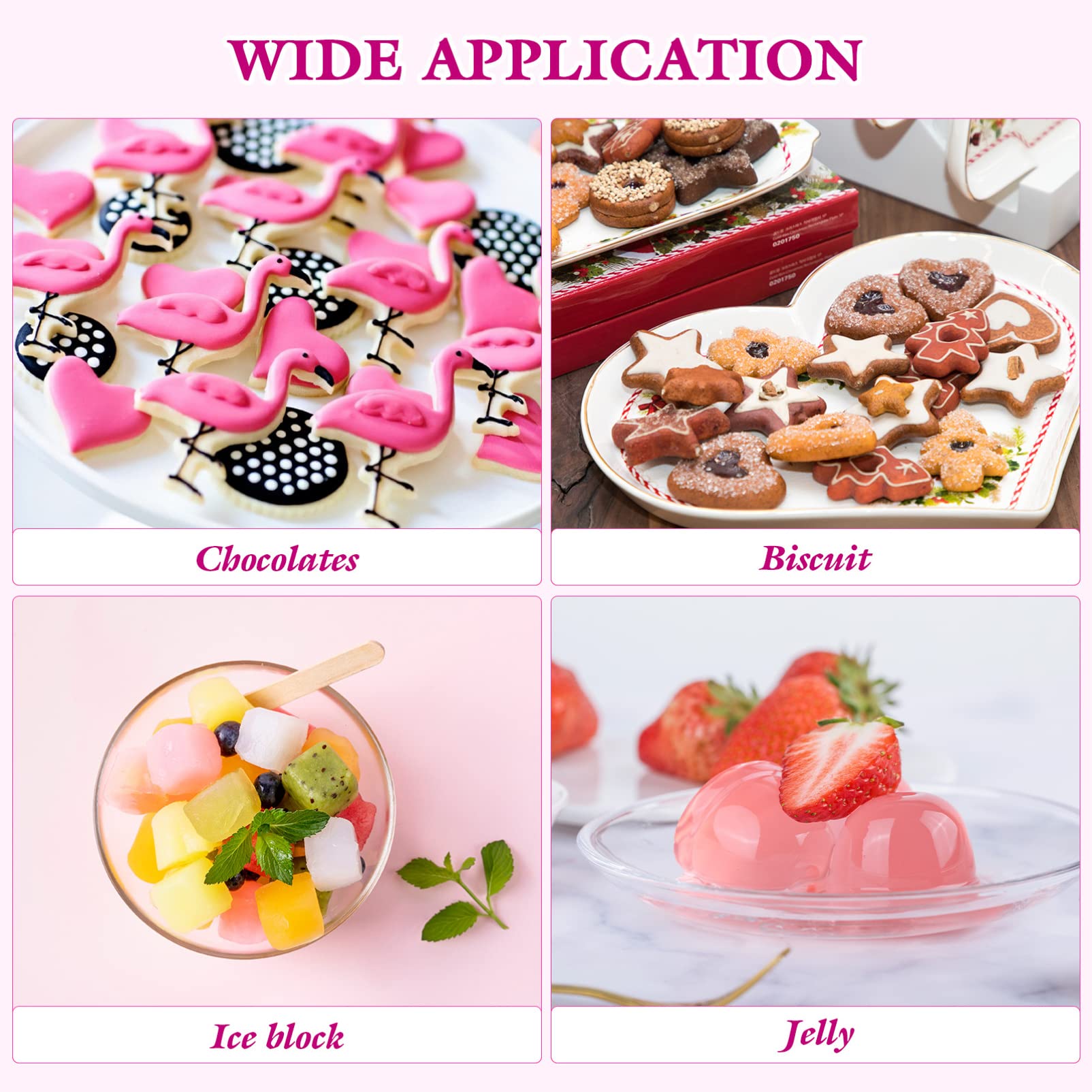 Amosfun 2Pcs Flamingo Ice Cube Tray Food-Grade Silicone Mold For Chocolate, Candy, Cookie, Fondant, Jello, Mini Soap, Baking
