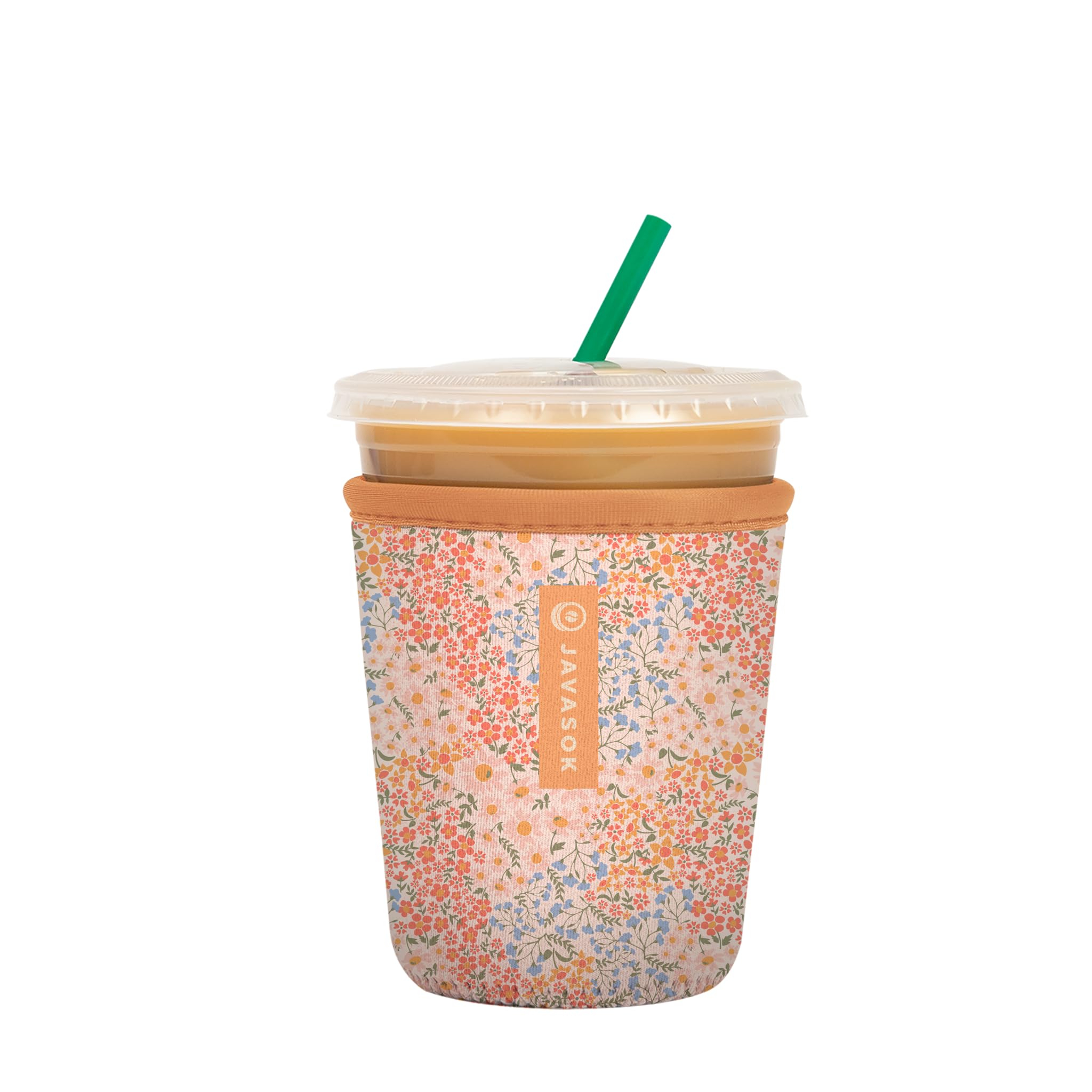 Sok It Java Sok Iced Coffee & Cold Soda Insulated Neoprene Cup Sleeve (Dainty Florals, Small: 16-20oz)
