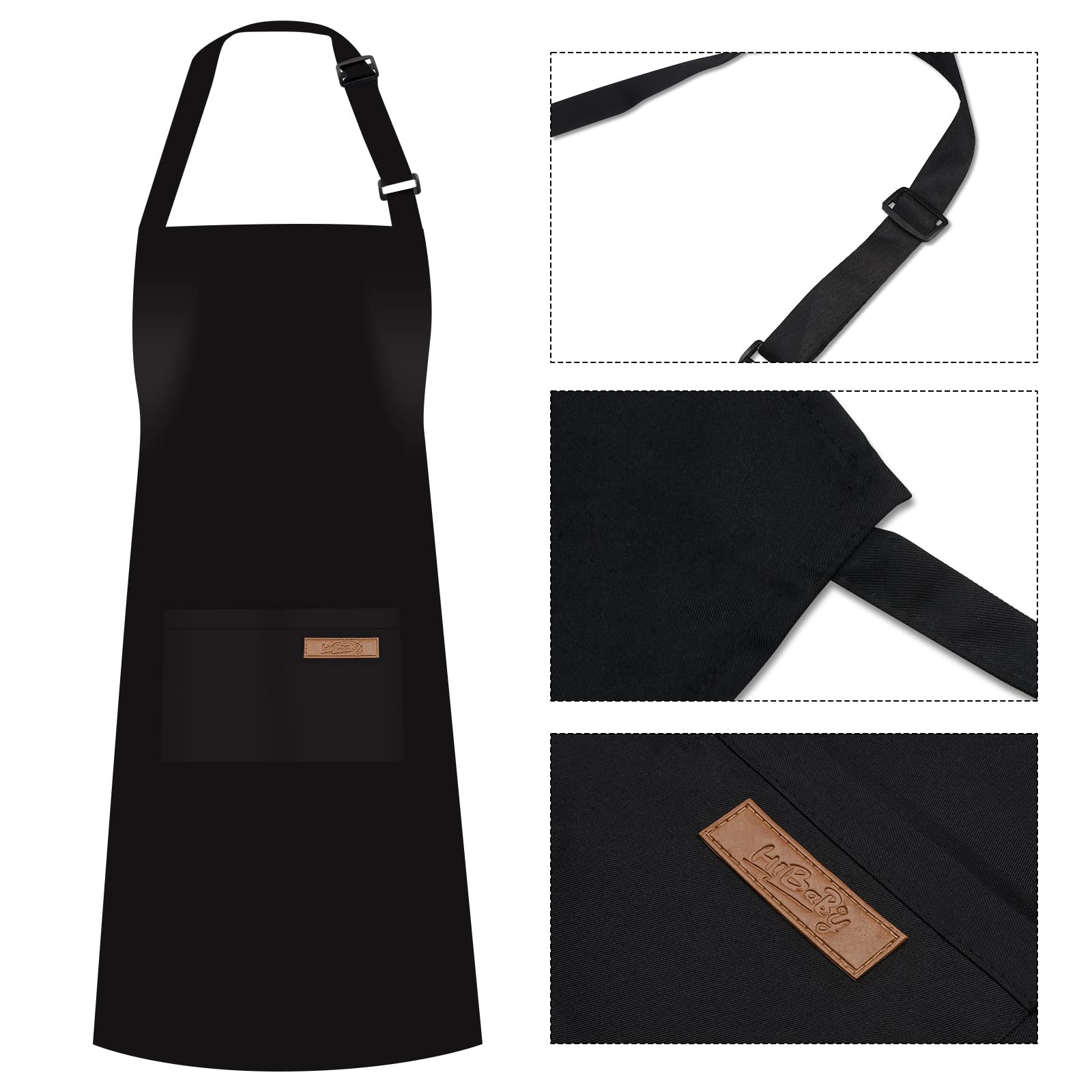 Hibaby Apron, Adjustable 2 Pack Bib Aprons With 2 Pockets Cooking Kitchen Aprons For Men Women, For Bbq Outdoors Baking Crafting