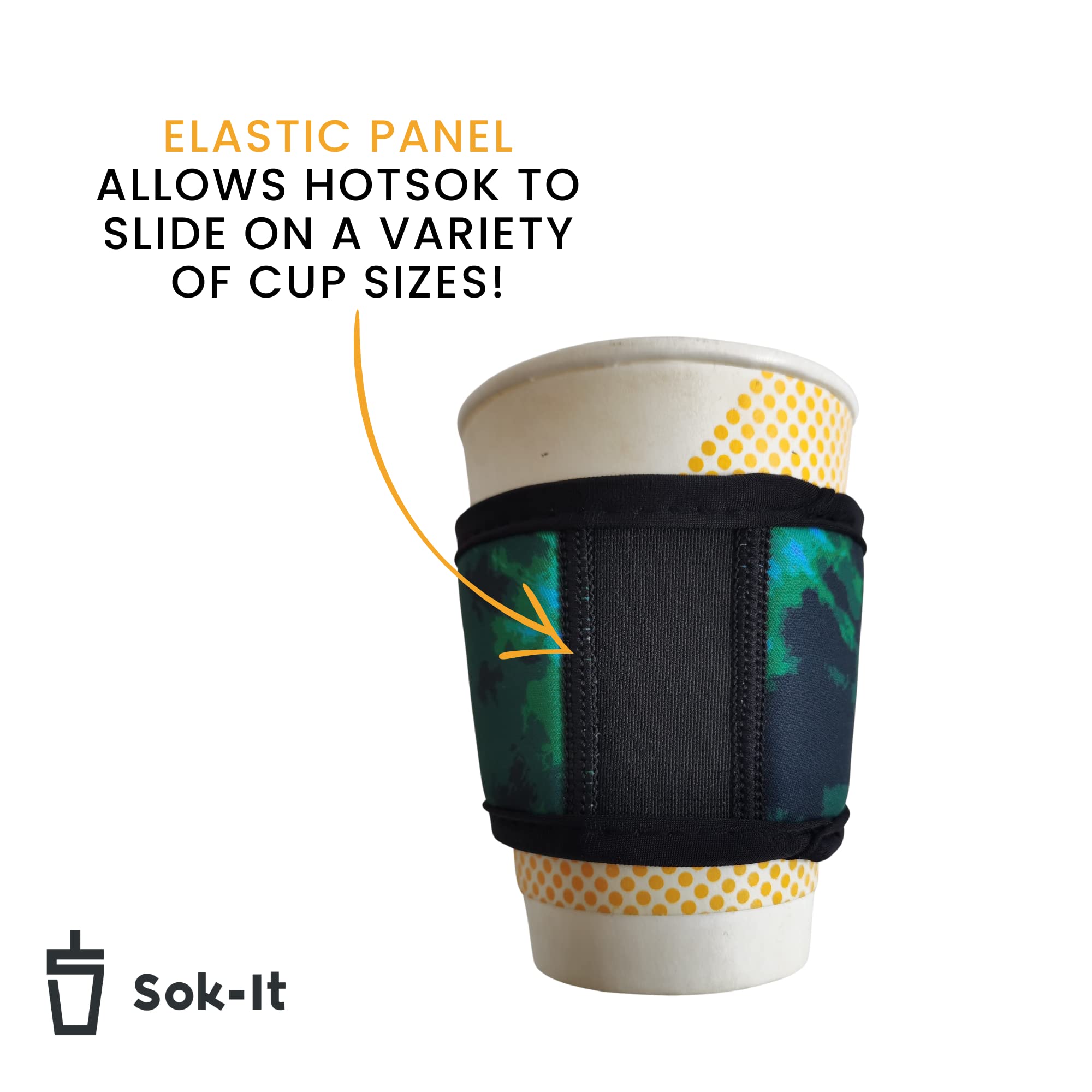 Sok It Hot Sok Reusable Neoprene Insulator Sleeve For Hot Coffee And Tea Cups (Dainty Cats, One Size Coffee Sleeve)