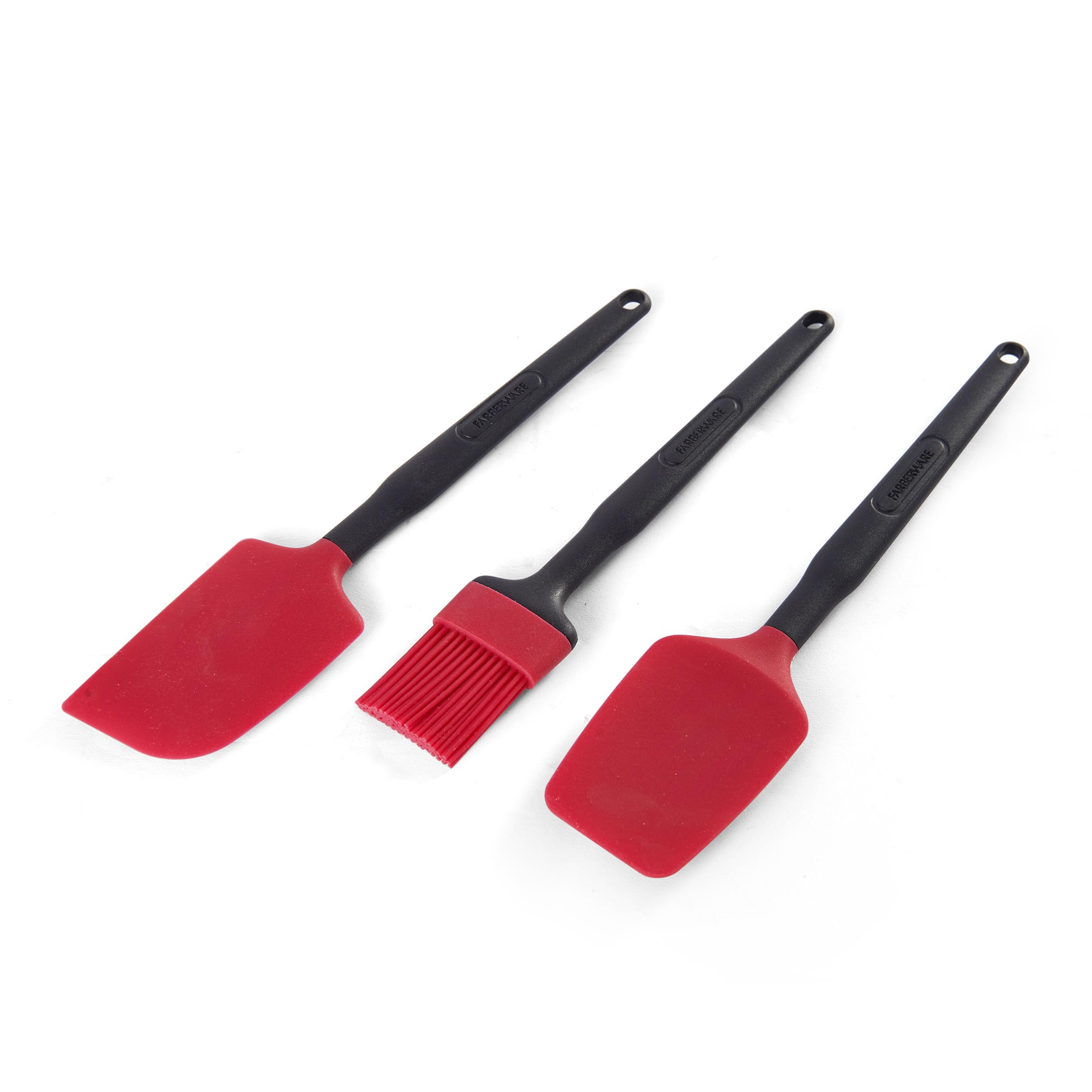 Farberware Spatula and Basting Brush Set, 3Piece Kitchen Utensils Set with Spoon Spatula, Scraper Spatula, and Basting Brush  