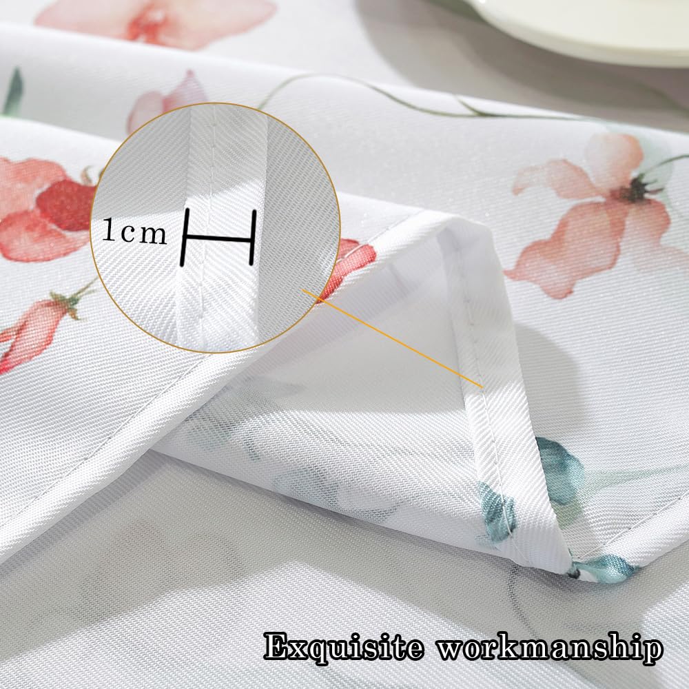 Matirug Spring Summer Tablecloths Rectangle 52X70 Inch, Spill Proof Watercolor Floral Table Cloth,Washable Wrinkle Free Print Gr
