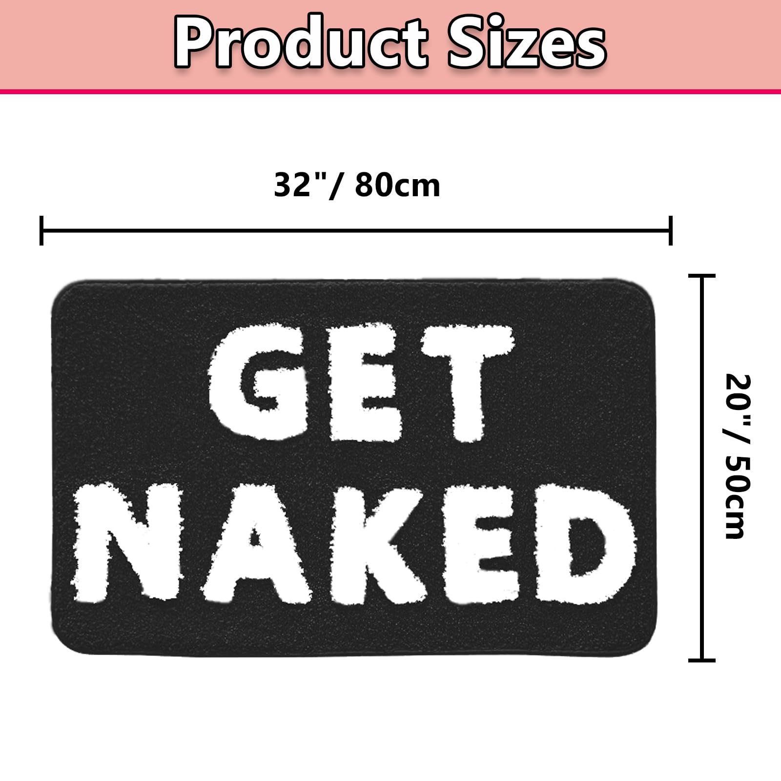 Qleewei Get Naked Bath Mat Fun Bathroom Rugs Soft Non Slip Cute Bath Rugs Funny Bathroom Decor For Bedroom (Black, 16 X 24 '')