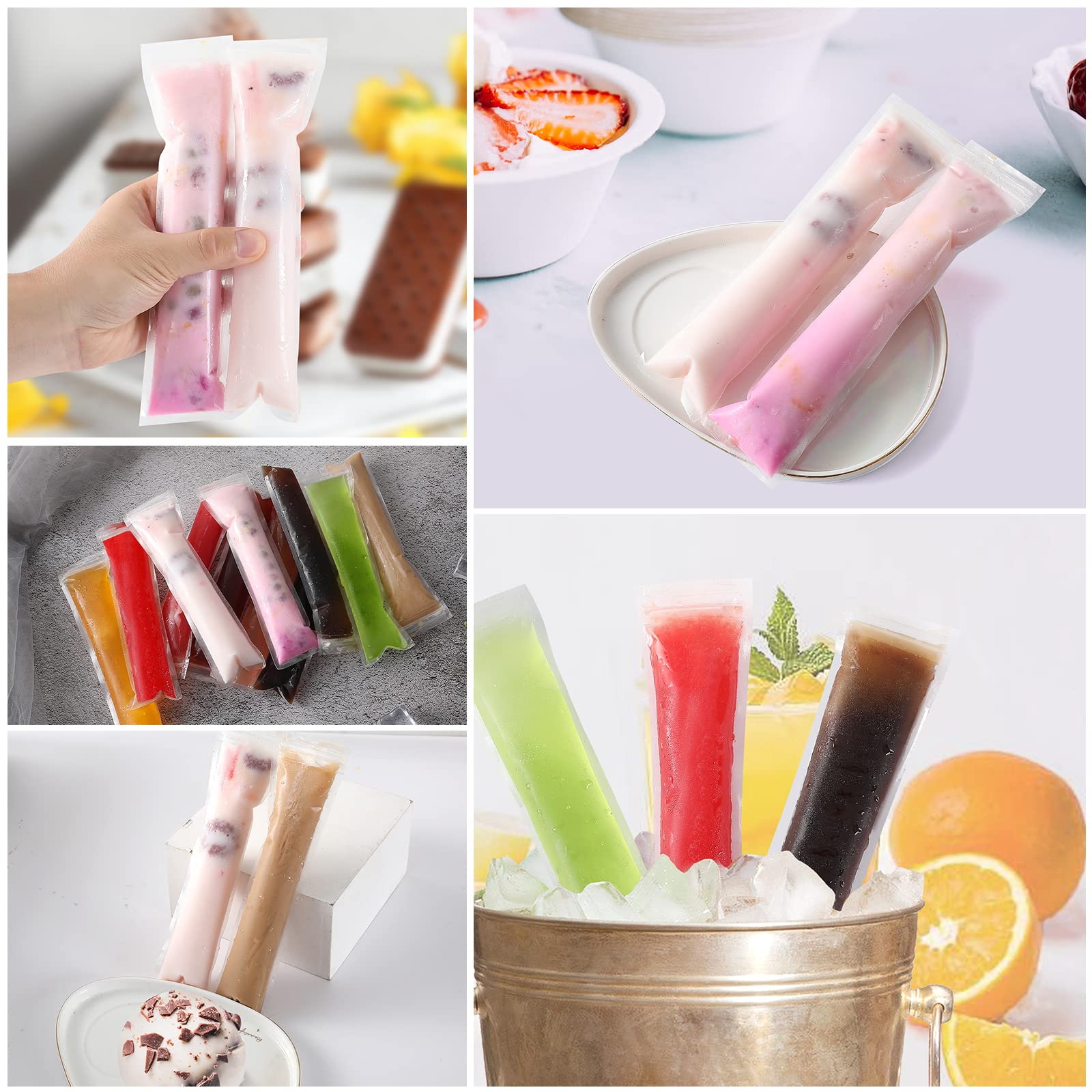 Popsicle Molds Bags Diy Disposable Ice Pop Bags Mold Bags Homemade Ice Lolly Bags With Silicone Funnel Freeze Snacks Freezer Tub