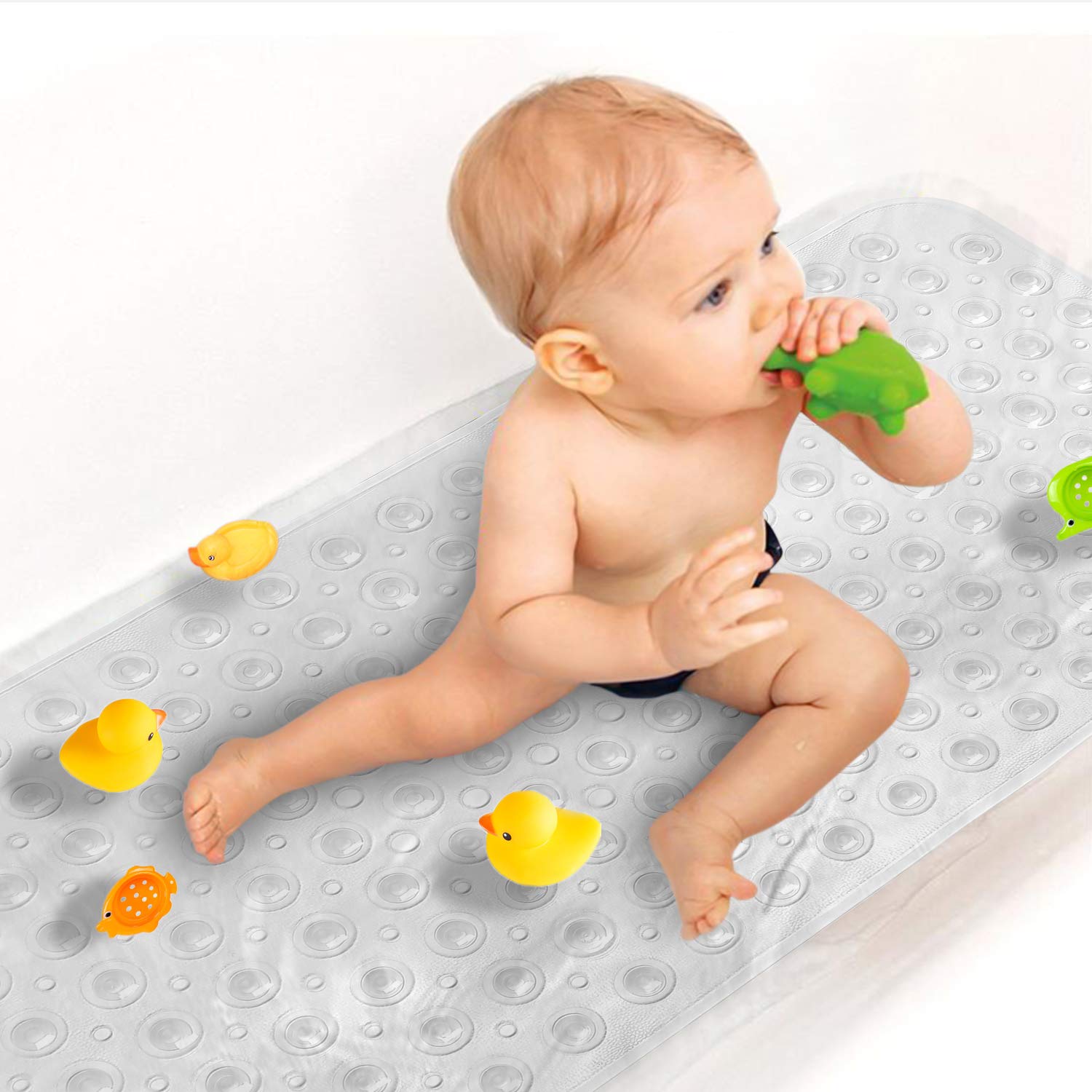 Upgrade Baby Bath Mat Non Slip Extra Long Bathtub Mat For Kids 40 X 16 Inch - Eco Friendly Bath Tub Mat With 200 Big Suction Cup