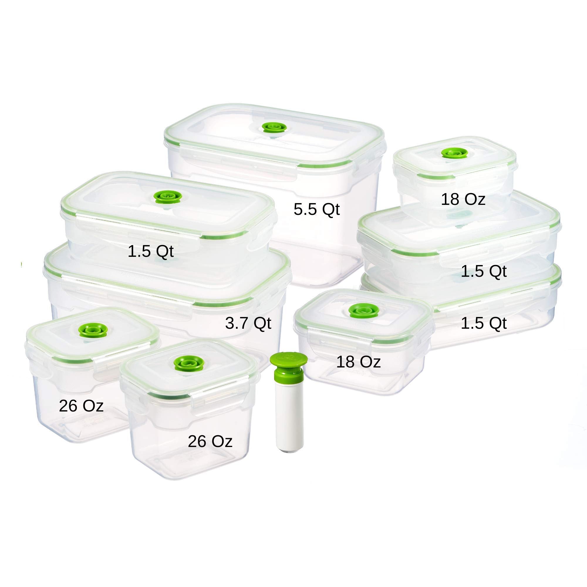 Lasting Freshness 19 Piece Vacuum Seal Food Storage Containers With Vacuum Pump, Airtight And Leak Proof, Vacuum Sealed Food Sto