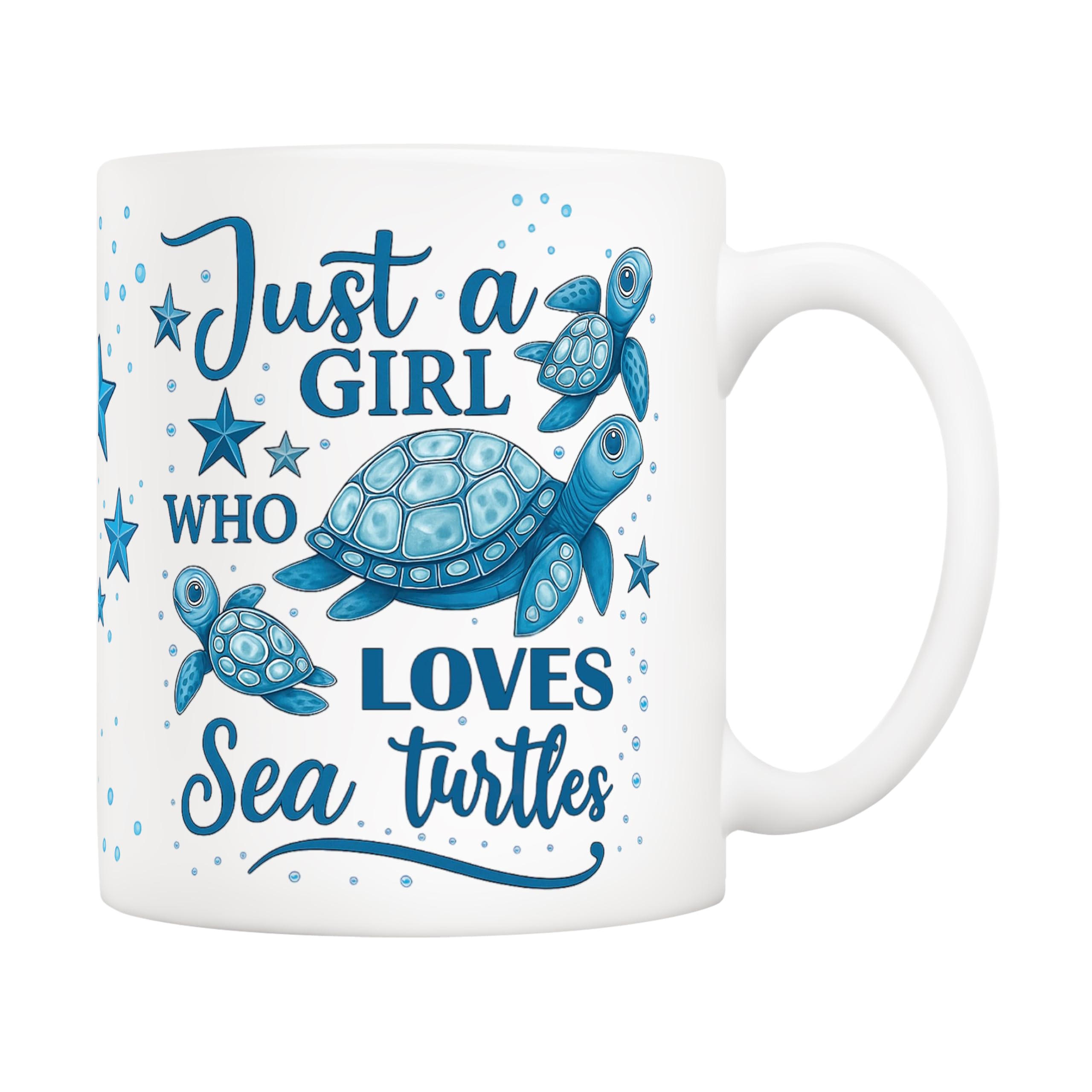 5Aup Sea Turtle Obsessed Coffee Mug Gifts 11 Oz  Vibrant Turtle & Star Design, Ideal for OceanLoving Girls & Marine Conservati