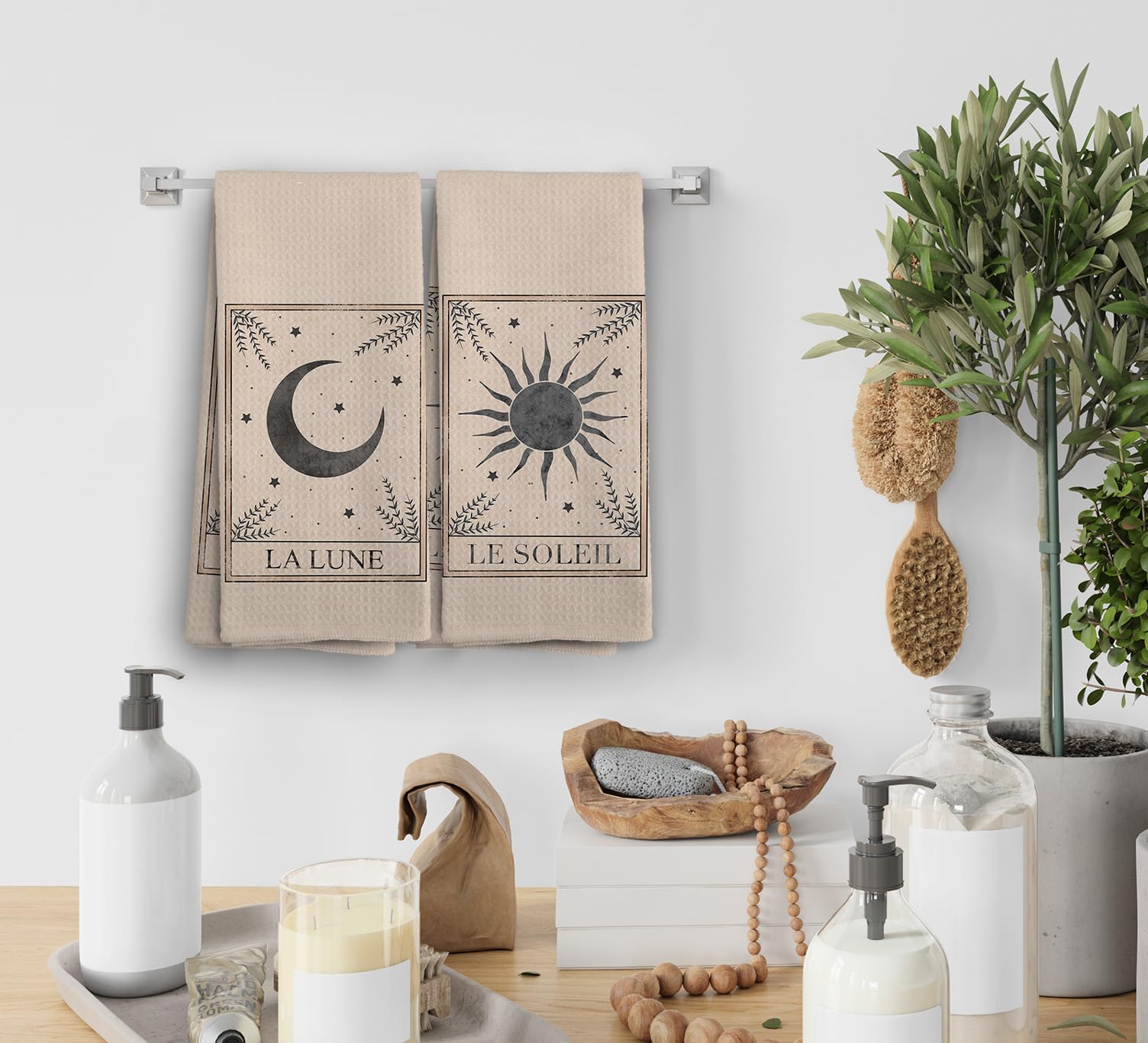 Noql Boho Hand Towels, Celestial Sun And Moon Decor, Mystical Tarot Cards Kitchen Towels, Kitchen Towels Boho, Gifts For Women M