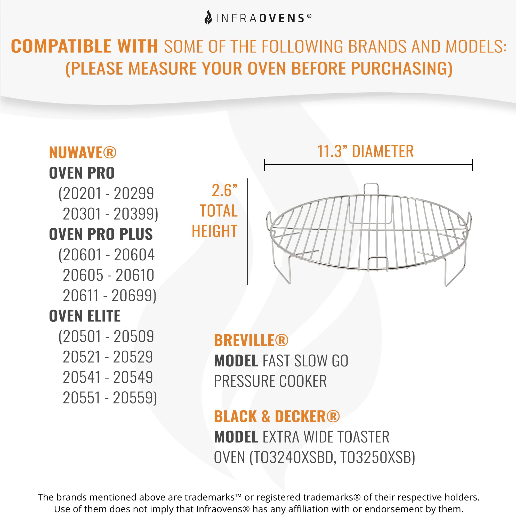 2 inch Anti Rust Stainless Steel Grill Rack Compatible with Nuwave?Oven Pro  Pro Plus  Elite  Breville  Black & Decker  Convection Oven Replacement  Stackable  Reversible 1 inch for Cooking  Cooling