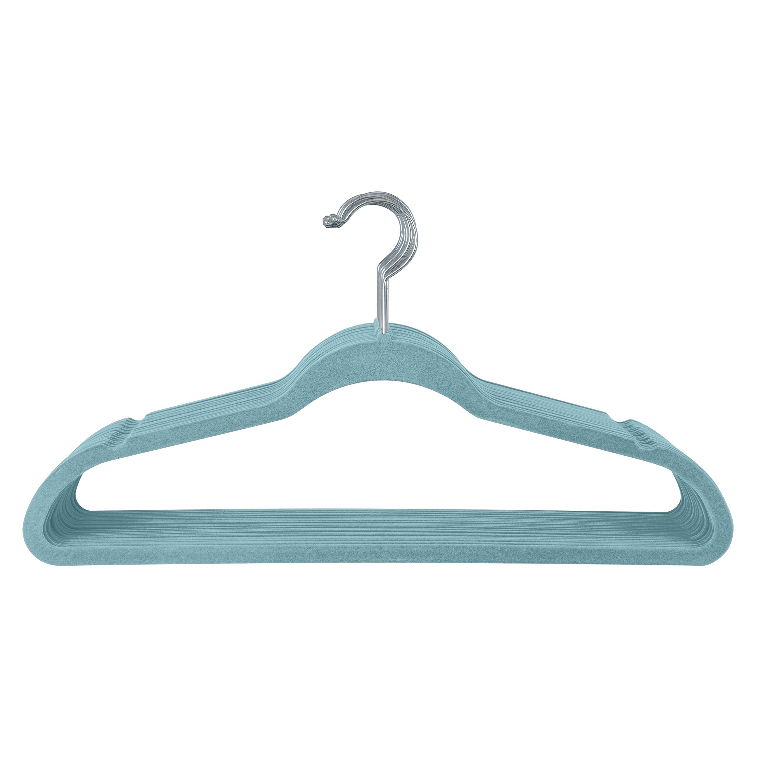 Simplify 10 Super Slim Velvet Huggable Hangers In Dusty Blue
