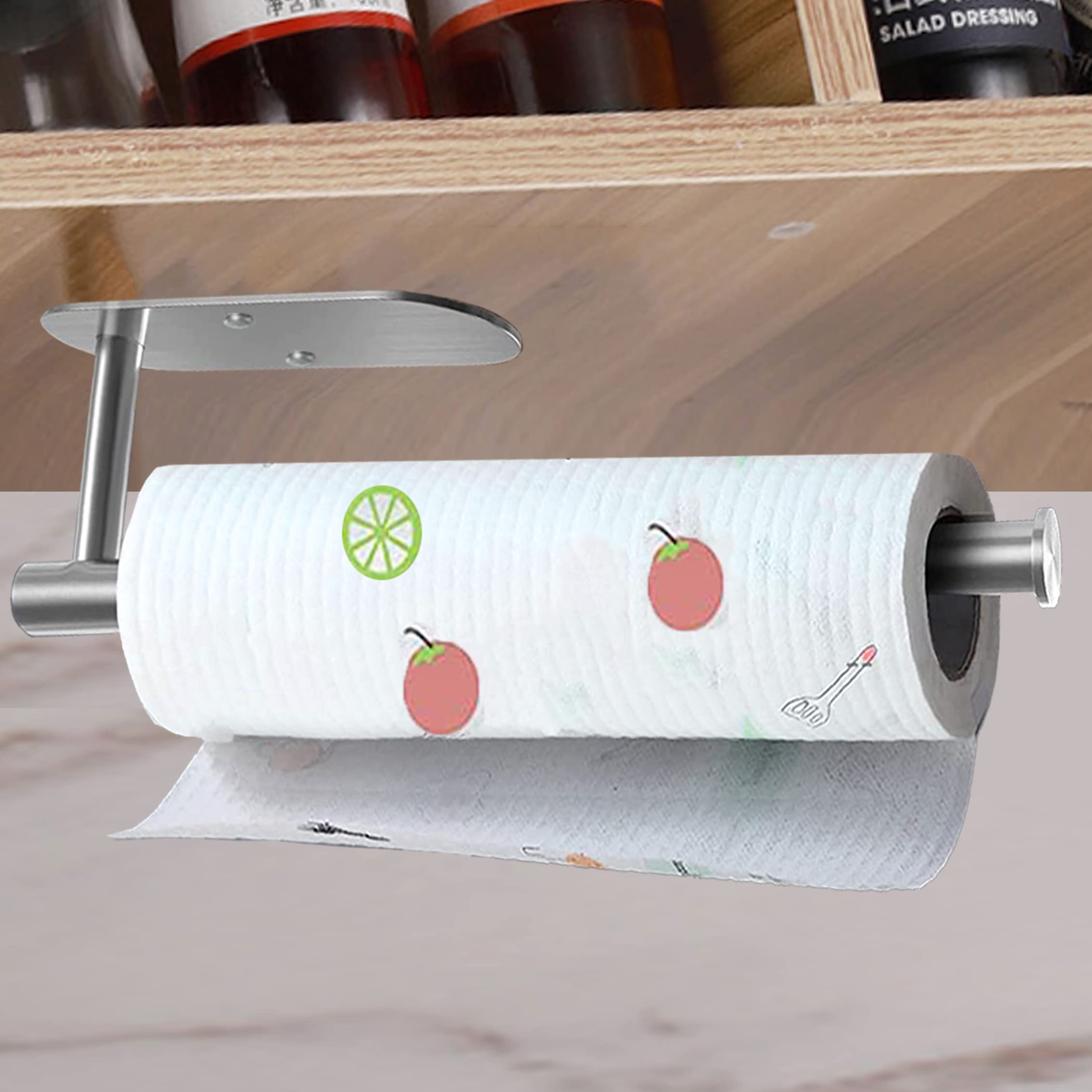 Paper Towel Holder-2Pcs Adhesives, Wall-Mounted Paper Towels Roll For Kitchen, Self-Adhesive Under Cabinet Kitchen Roll Holder,