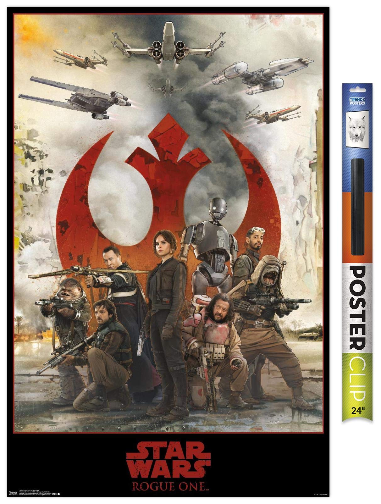 Trends International Star Wars: Rogue One - Assemble Wall Poster, 22.375'' X 34'', Poster & Clip Bundle