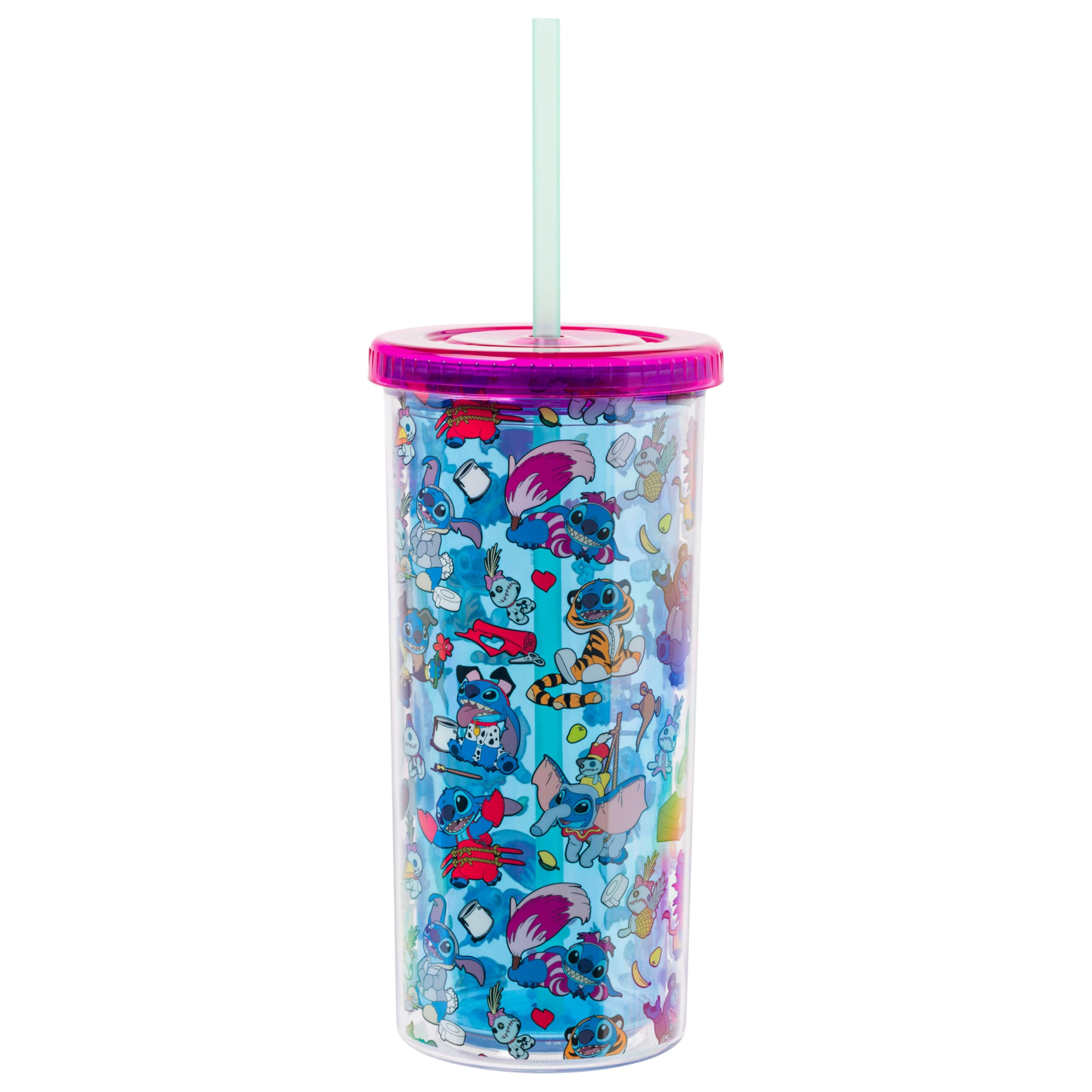 Silver Buffalo Disney Lilo And Stitch Halloween Costumes Plastic Tall Cold Cup With Lid And Straw Featuring Stitch And Scrump, 2