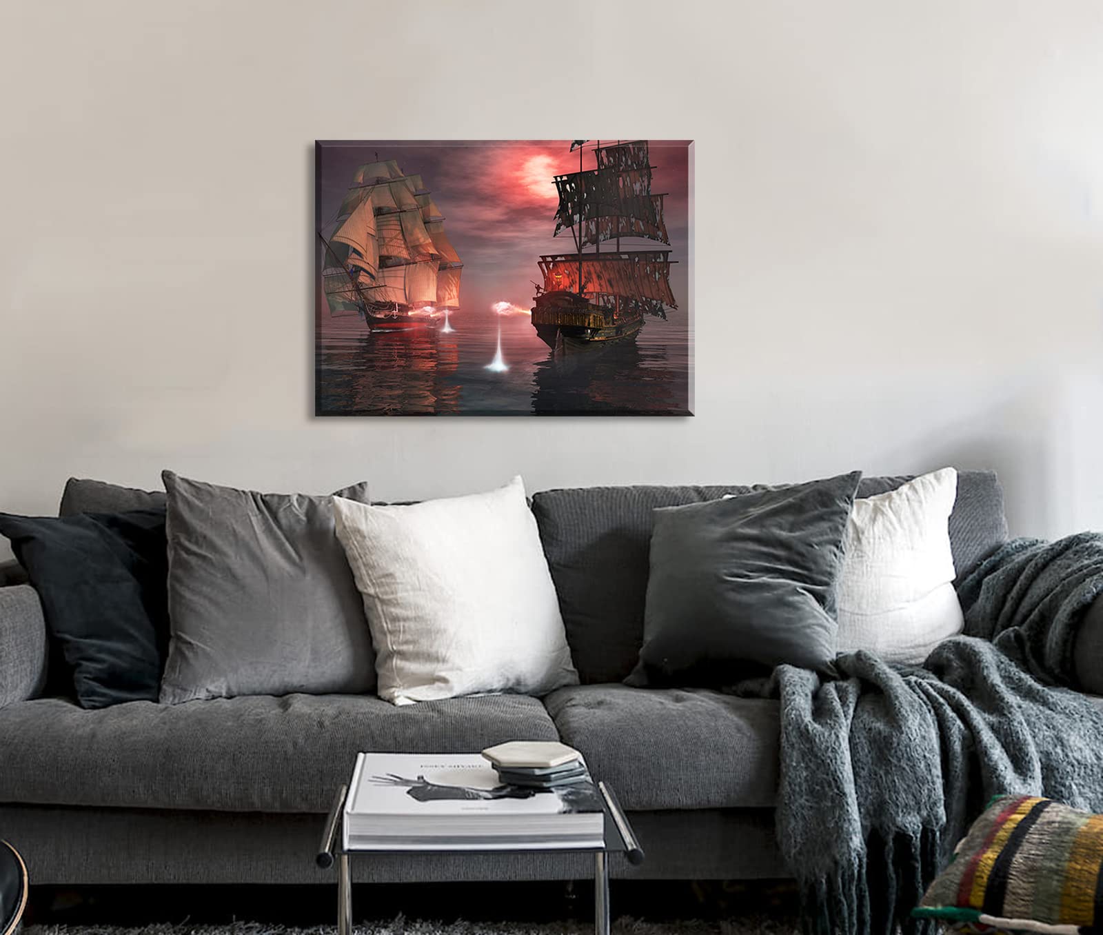 Pirate Ship Decor Ghost Sailboat Picture Wall Art Gothic Style Viking Ship Poster Prints Nautical Sailboat Canvas Painting Pictu