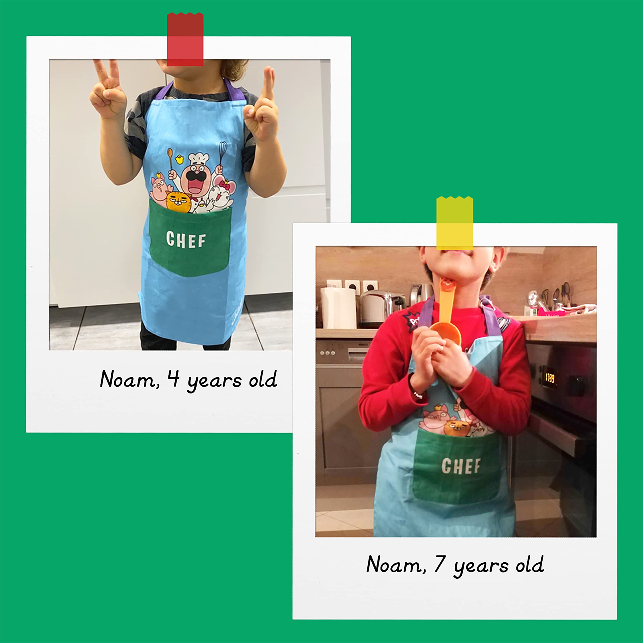 Chefclub Kids Apron - Cooking Baking Apron - One Size - Adjustable - 100% Cotton - Blue