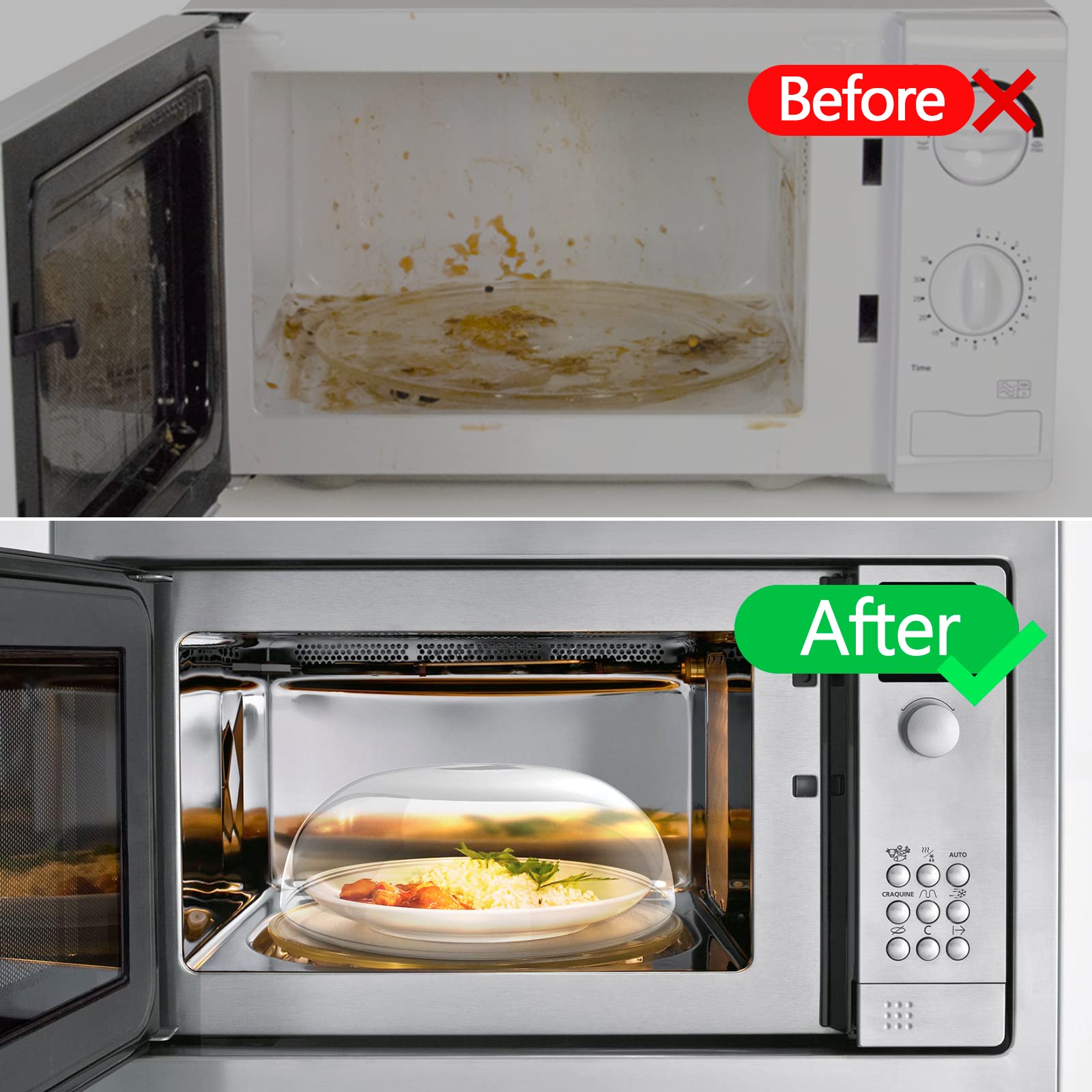 Microwave Cover For Food Splatter, Bpa Free, Microwave Plate Cover Guard Lid With Handle, Food Cover Steam Vents Keeps Microwave