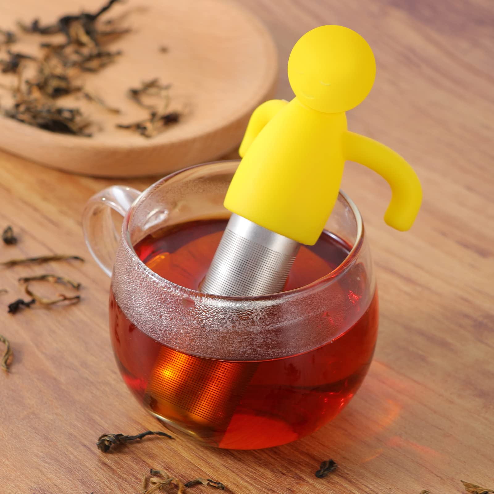 2 Pack Tea Infuser for Loose Tea Extra Fine Mesh Tea Steeper Stainless Steel Tea Strainer with Silicone Handle Cute Tea Ball for Cup Mug  Grey and Yellow