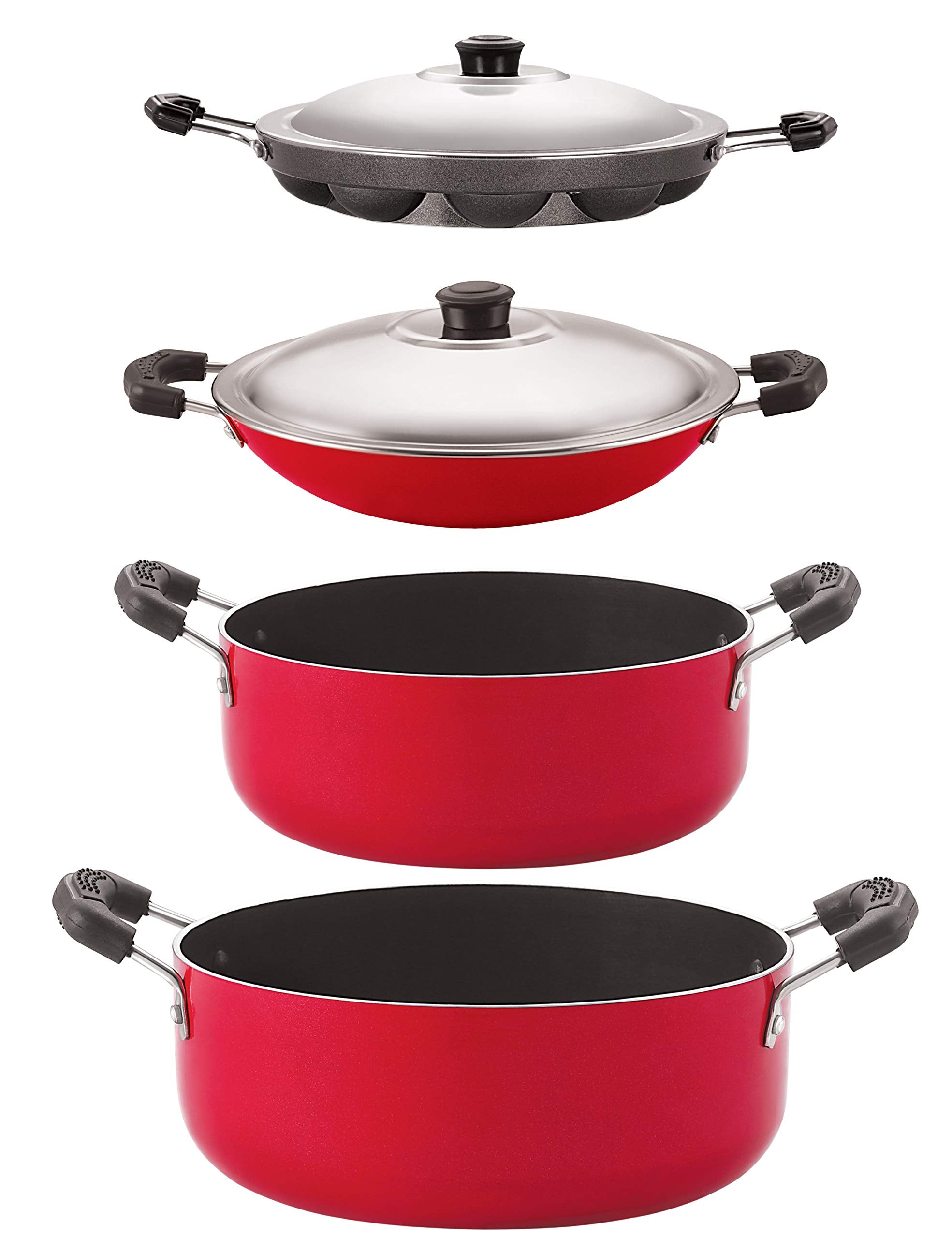 Nirlon NonStick Aluminium Heat Resistance Cookware Set With Bakelite Handle, Gas Compatible (Ac_Cs20_Ap12_Cs24)