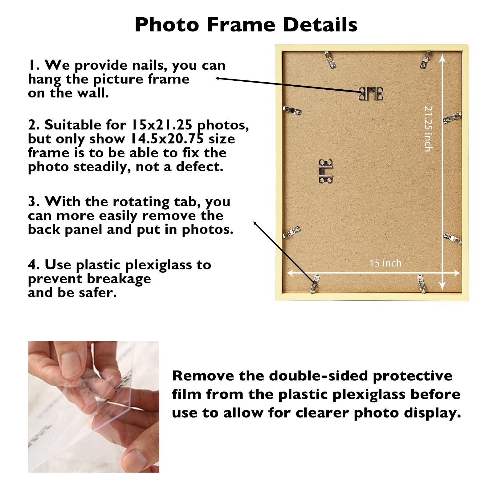 JCJMY 15x21.25 Puzzles Frame Gold, Wall Hanging 15 x 21.25 Picture Frame for 15 by 21.25 Poster Photo Canvas Picture Puzzles wit