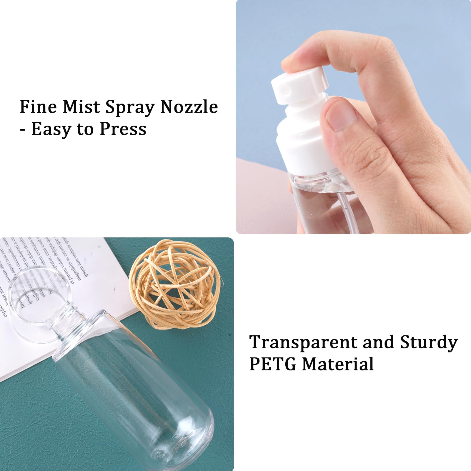 Cosywell Fine Mist Spray Bottle Tsa Approved 3.4Oz 100Ml 3 Pack Empty Cosmetic Refillable Travel Containers Plastic Spray Bottle