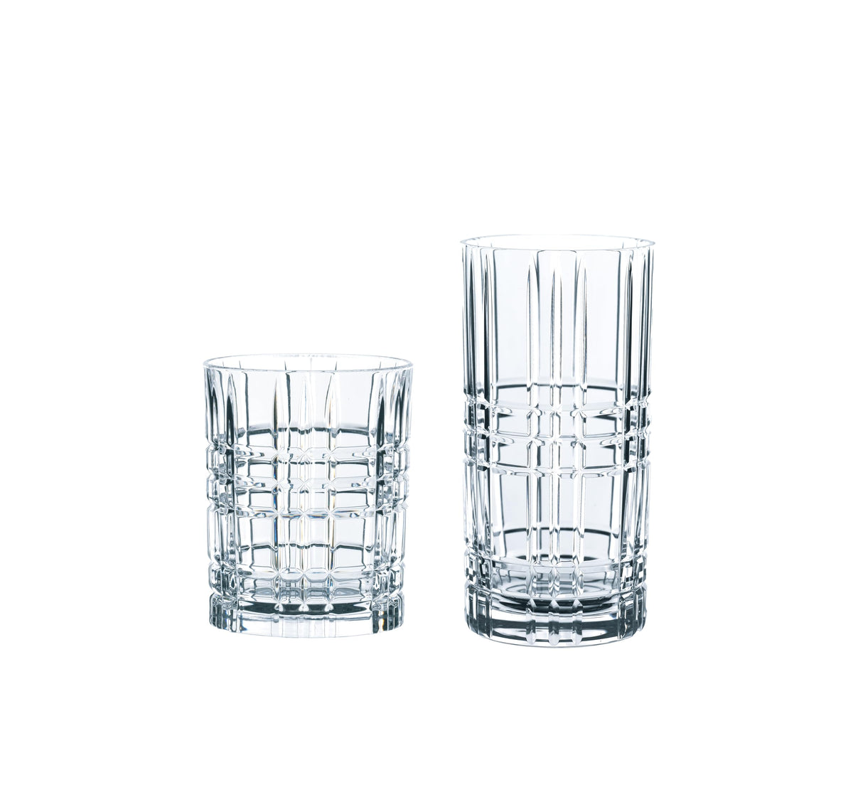 Nachtmann Highland Square Tumbler Set Of 12 | Mixed Drinkware Set | Hiball Tumbler And Rock Drinking Glass | Kitchen Glassware |