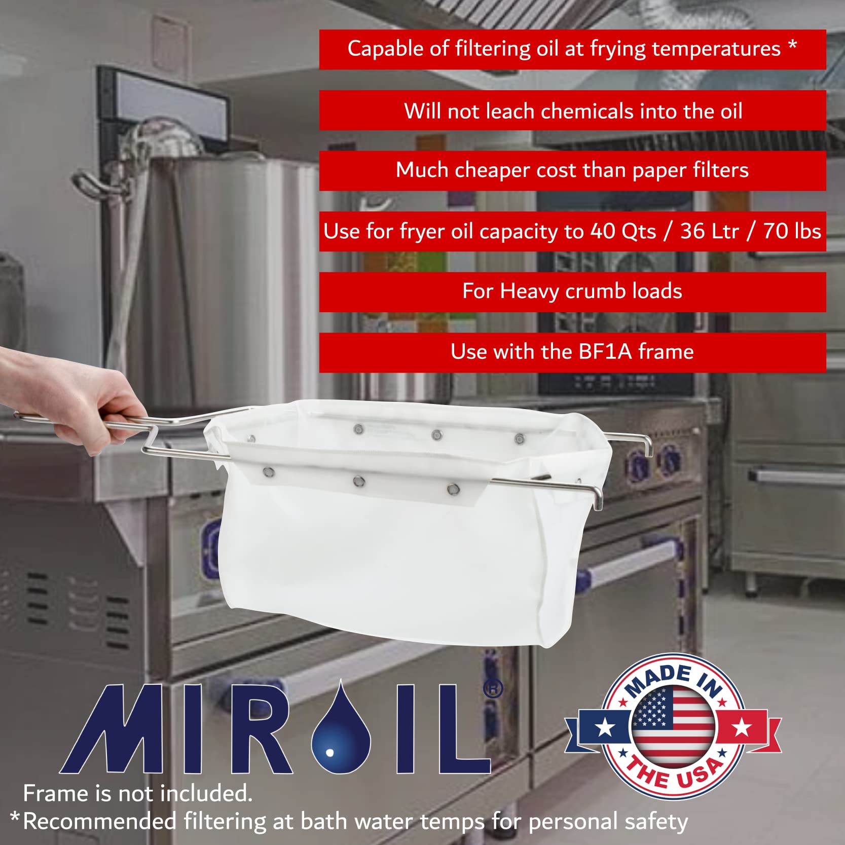 Miroil Rb6Ps Part 12852 Ez Flow Fryer Filter Bag, No Frame Included
