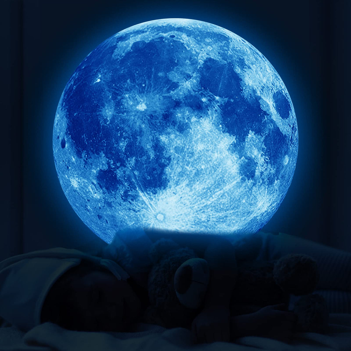 11.8 Inch Glow In The Dark Stickers For Kids, Glow In The Dark Moon Wall Decal, Glow In The Dark Moon Stickers For Ceiling Bedro