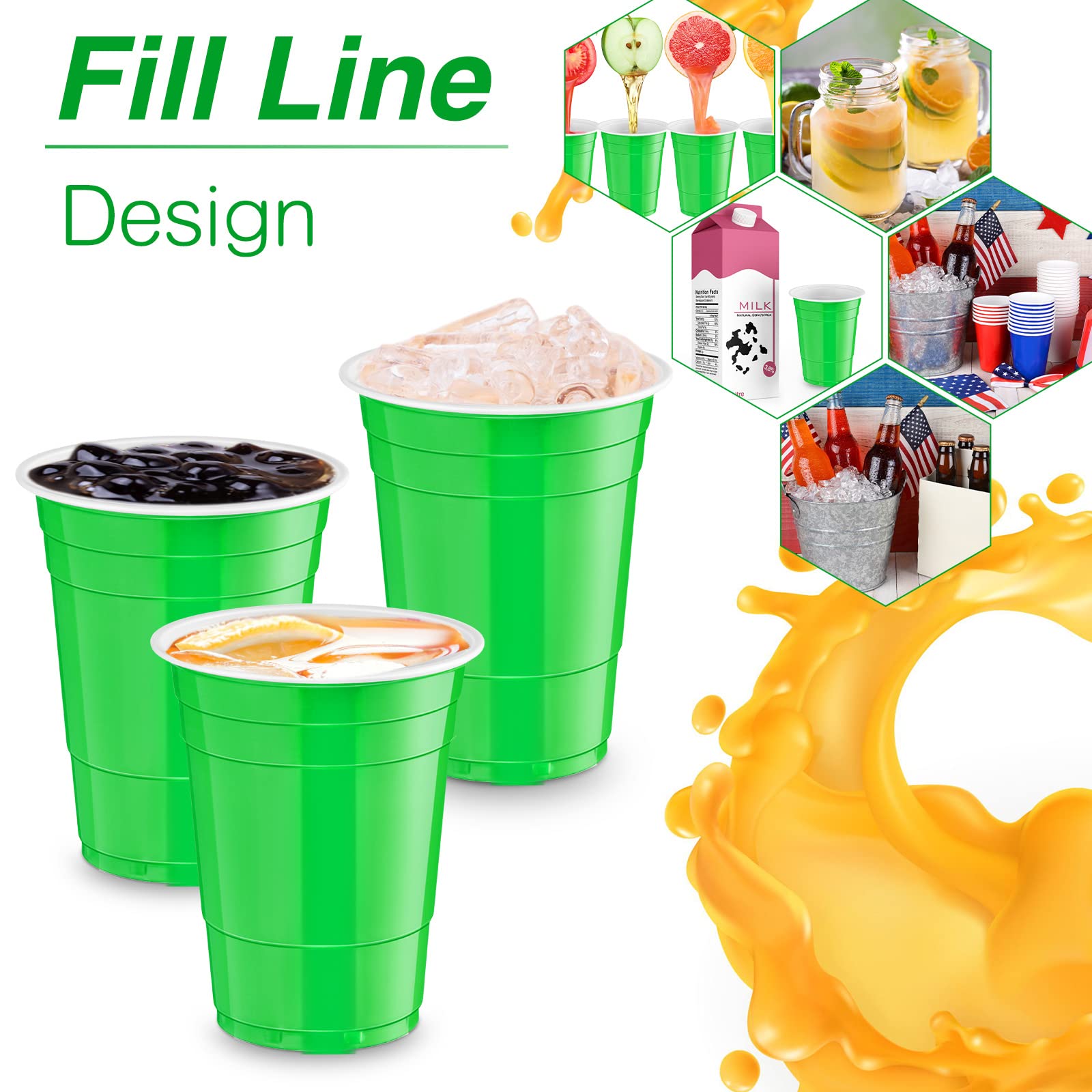 Lounsweer 100 Pack 16 Ounce Disposable Plastic Party Cups Heavy Duty Drinking Water Cups For Graduation Wedding New Year Baby Sh