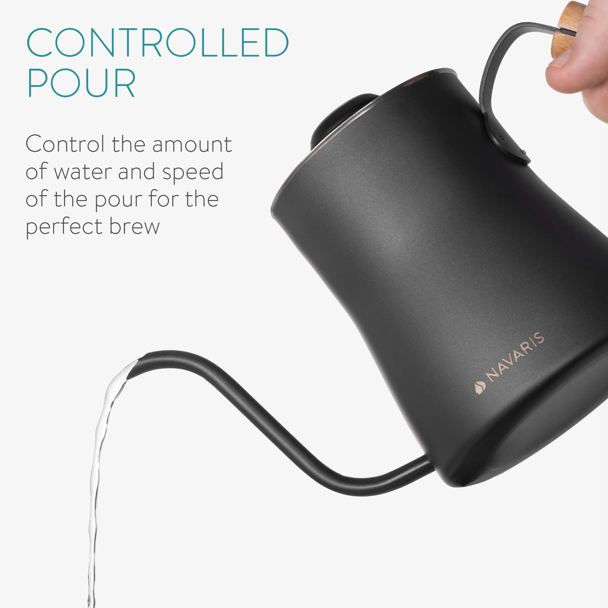 Navaris 33.8 Oz (1 Fl L) Gooseneck Kettle For Stove Top Burners - Stainless Steel Kettle With Pour Over Spout For Coffee Or Wate