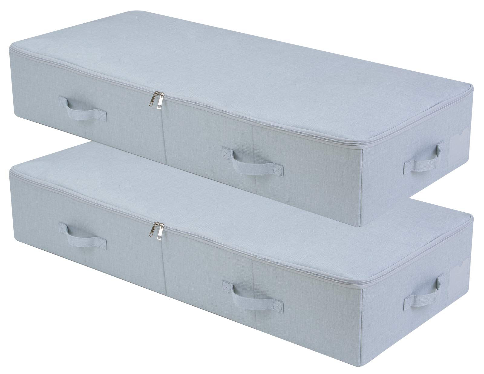 iwill CREATE PRO Pack of 2, 39.4 * 16.9 * 7'', Folding Fabric& Plastic board Underbed Storage Bins with 3-side Open Zip Lid, Was