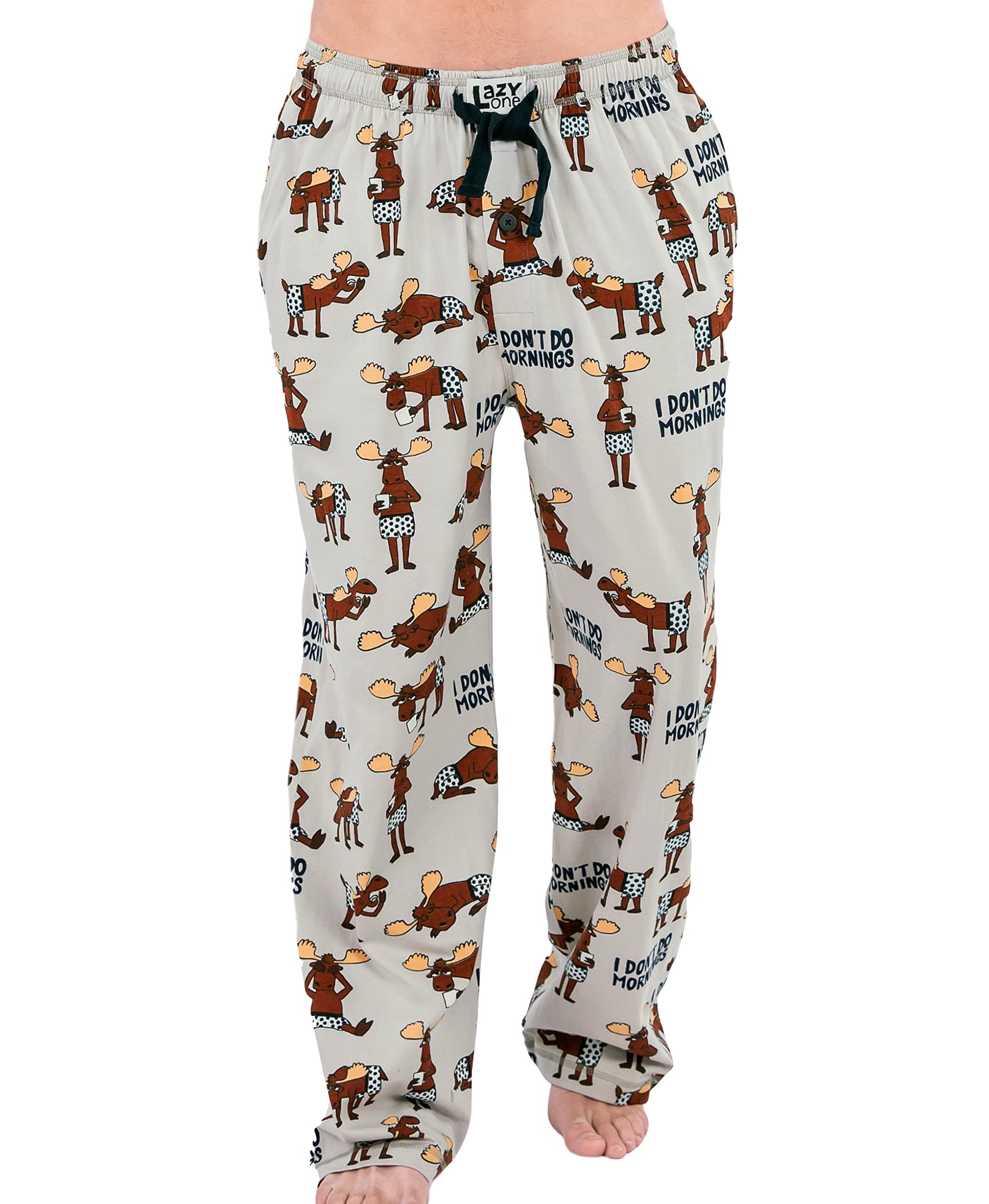 Lazy One Animal Pajama Pants For Men, Mens Separate Bottoms, Lounge Pants, Moose (Dont Do Mornings, Small)
