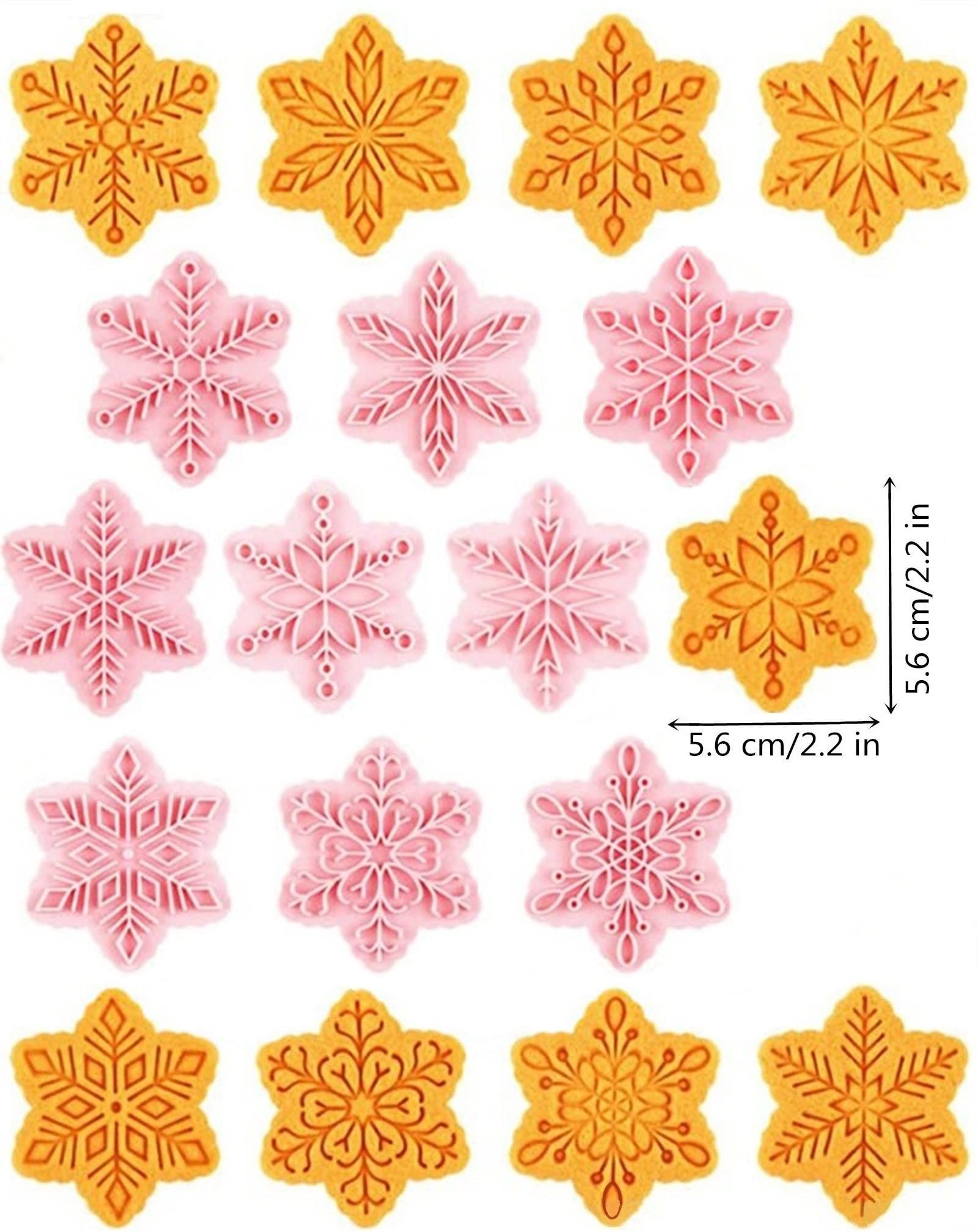 9 Patterns Of 3D Snowflake Cookie Stamps Set, Food Grade Plastic 6 Branches Shaped Snowflakes Stamping Cookie Cutters Fondant St