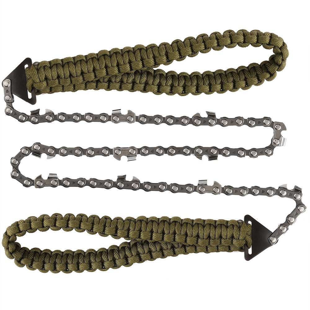Pocket Chainsaw with Paracord Handle 24 Inches 11 Teeth Folding Chain Hand Saw Fast Wood & Tree Cutting Emergency Survival Gear 