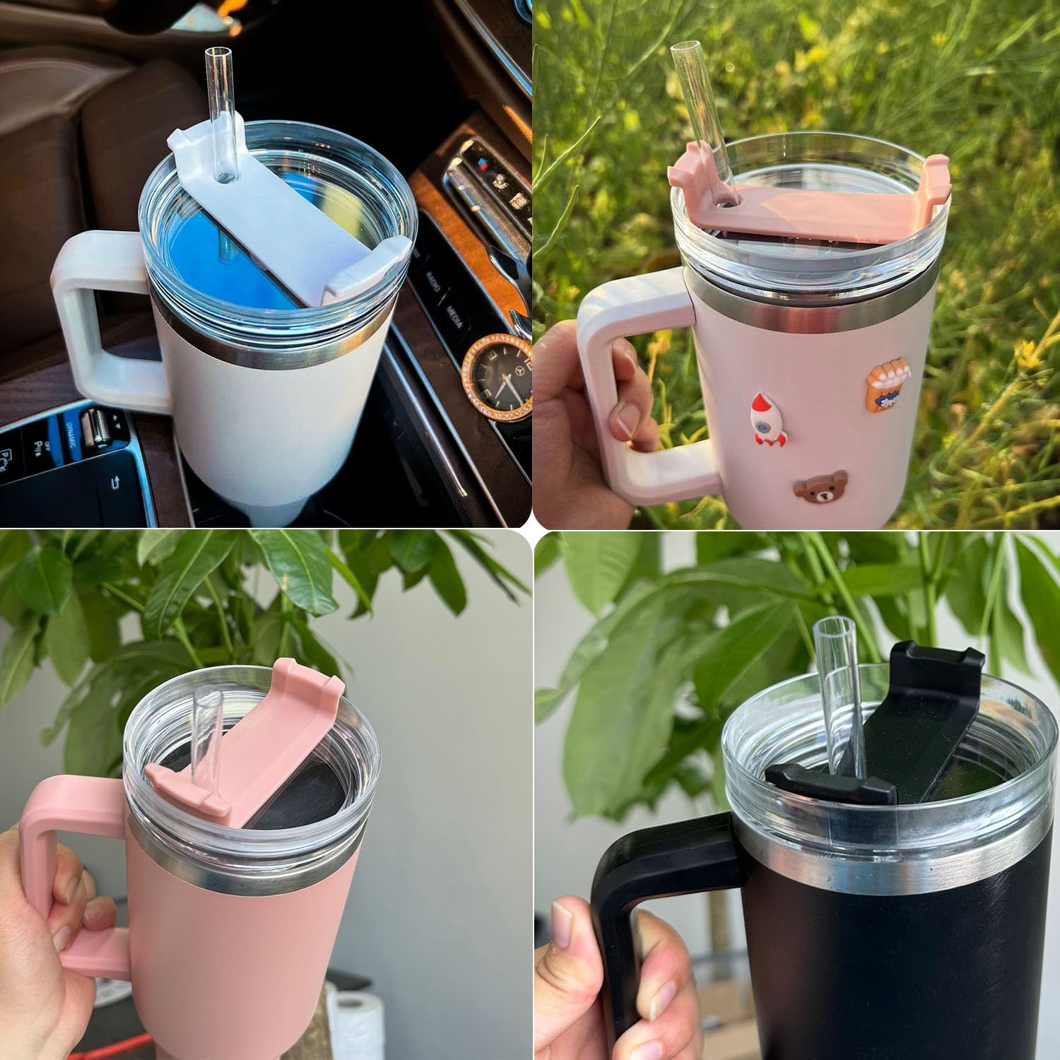 40 Oz Tumbler Lid Compatible For Stanley, Spill Proof Splash Resistant Tumbler Covers Fit For Stanley And More Coffee Mugs 2 Pac