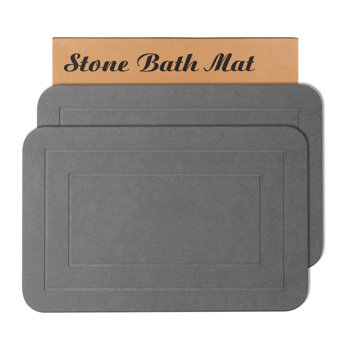 Humiga 2 Pack Stone Bath Mat, Diatomaceous Earth Shower Mat, Non-Slip Super Absorbent Quick Drying Bathroom Kitchen Floor Mat (G