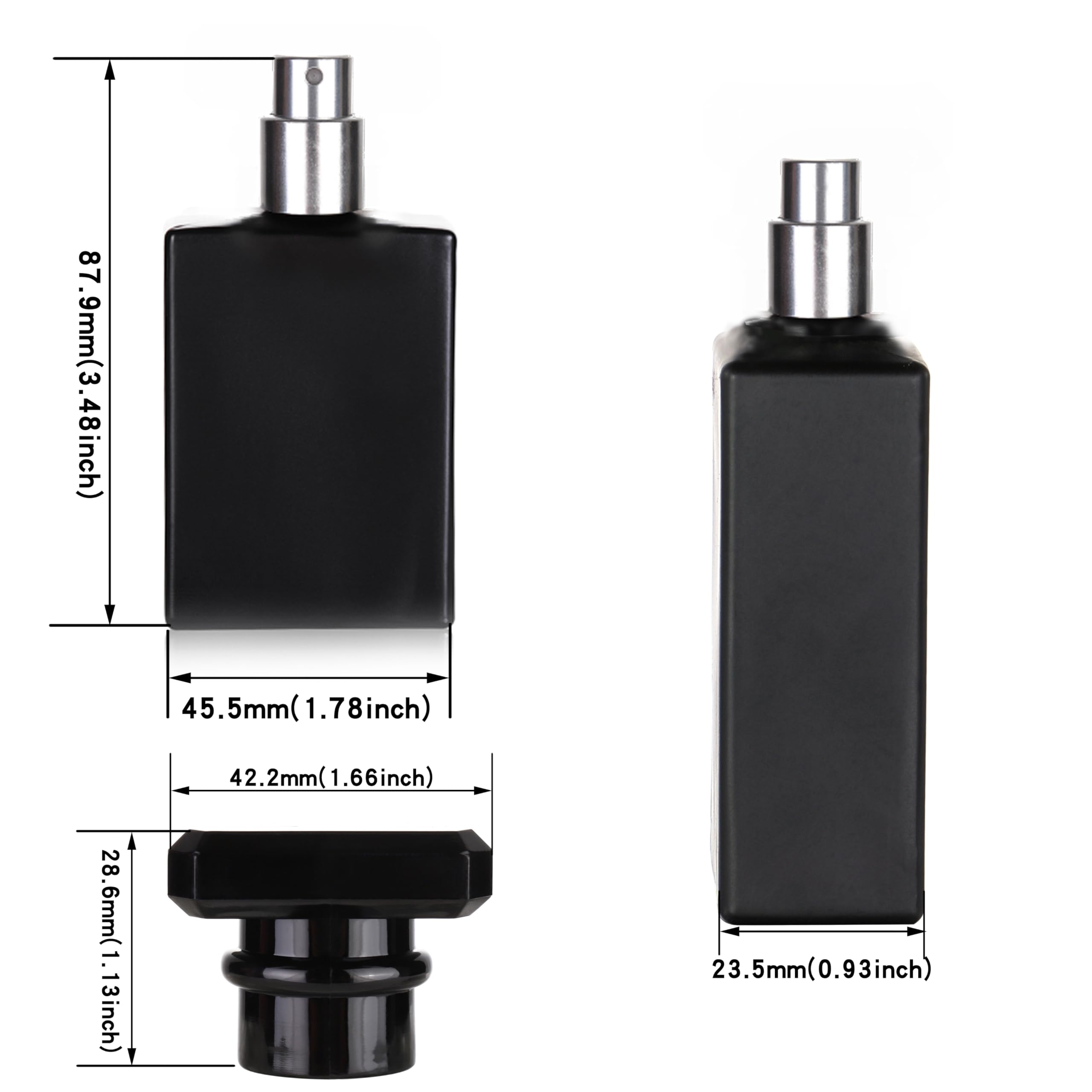 6 Pack 30Ml / 1 Oz Clear Black Refillable Perfume Bottle, Portable Square Empty Glass Perfume Atomizer Bottle Spray Applicator W