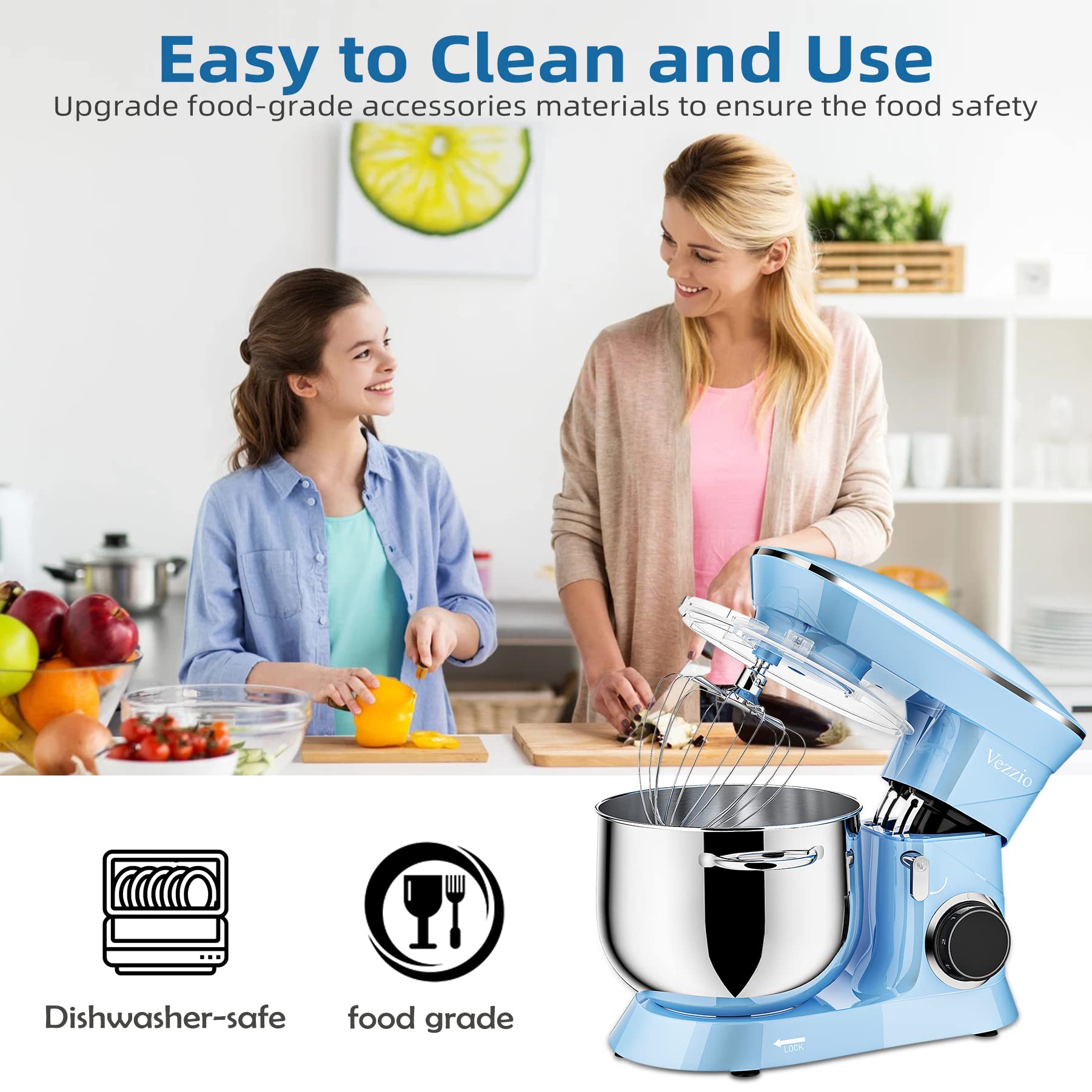 9.5 Qt Stand Mixer, 10-Speed Tilt-Head Food Mixer, Vezzio 660W Kitchen Electric Mixer With Stainless Steel Bowl, Dishwasher-Safe
